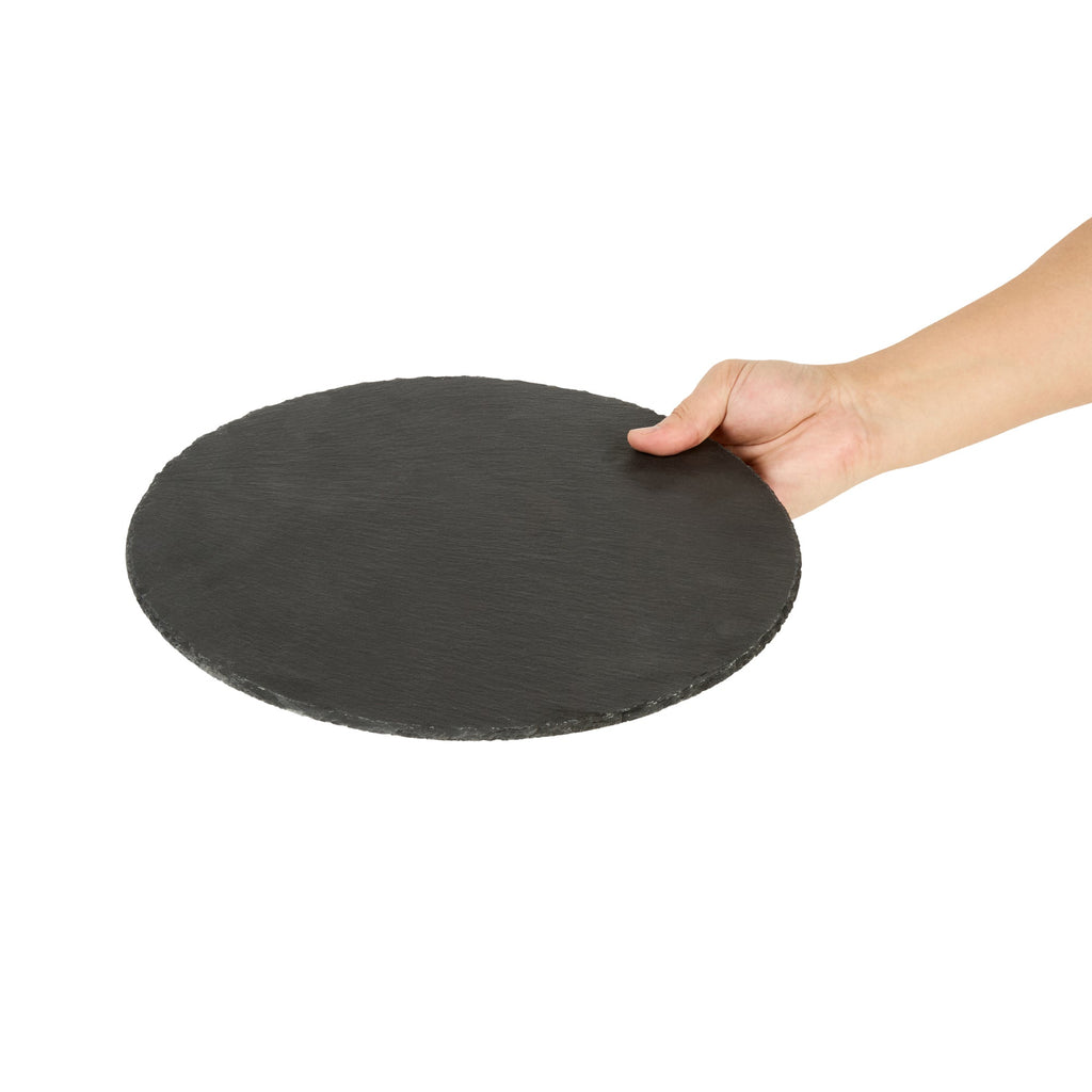 Stone Tek Round Black Slate Serving Tray - 11 3/4" x 11 3/4" - 1 count box