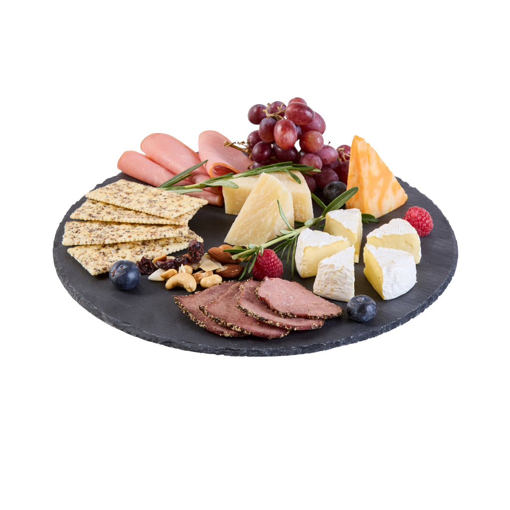 Stone Tek Round Black Slate Serving Tray - 11 3/4" x 11 3/4" - 1 count box