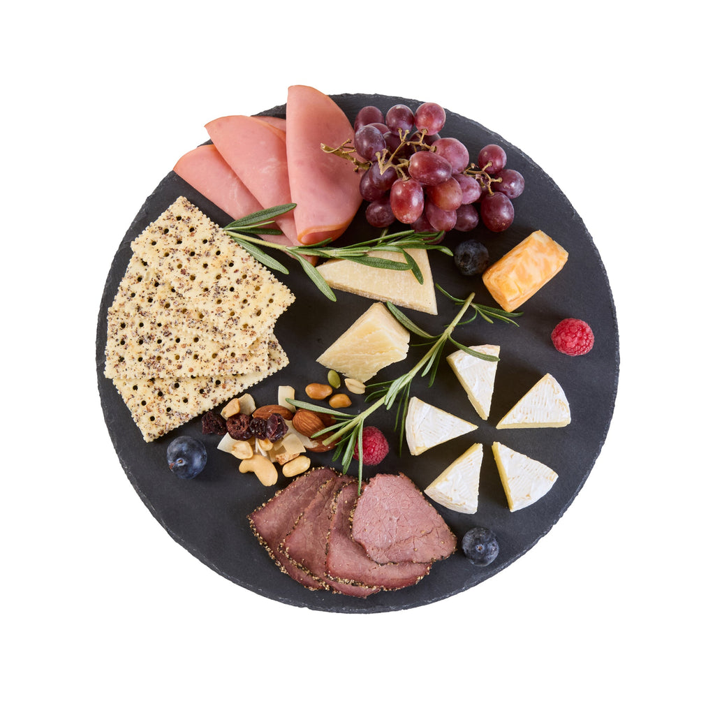 Stone Tek Round Black Slate Serving Tray - 11 3/4" x 11 3/4" - 1 count box