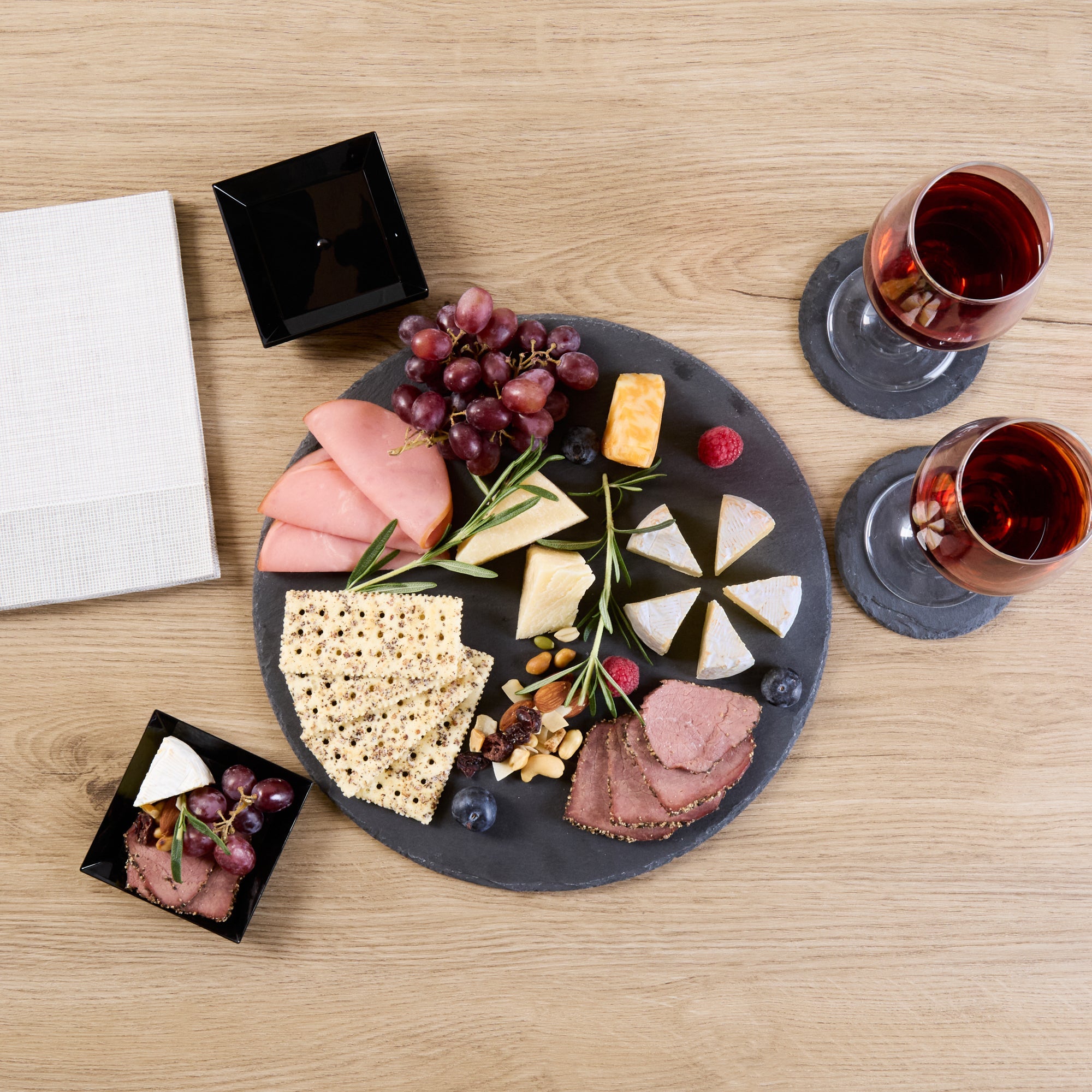 Stone Tek Round Black Slate Serving Tray - 11 3/4" x 11 3/4" - 1 count box