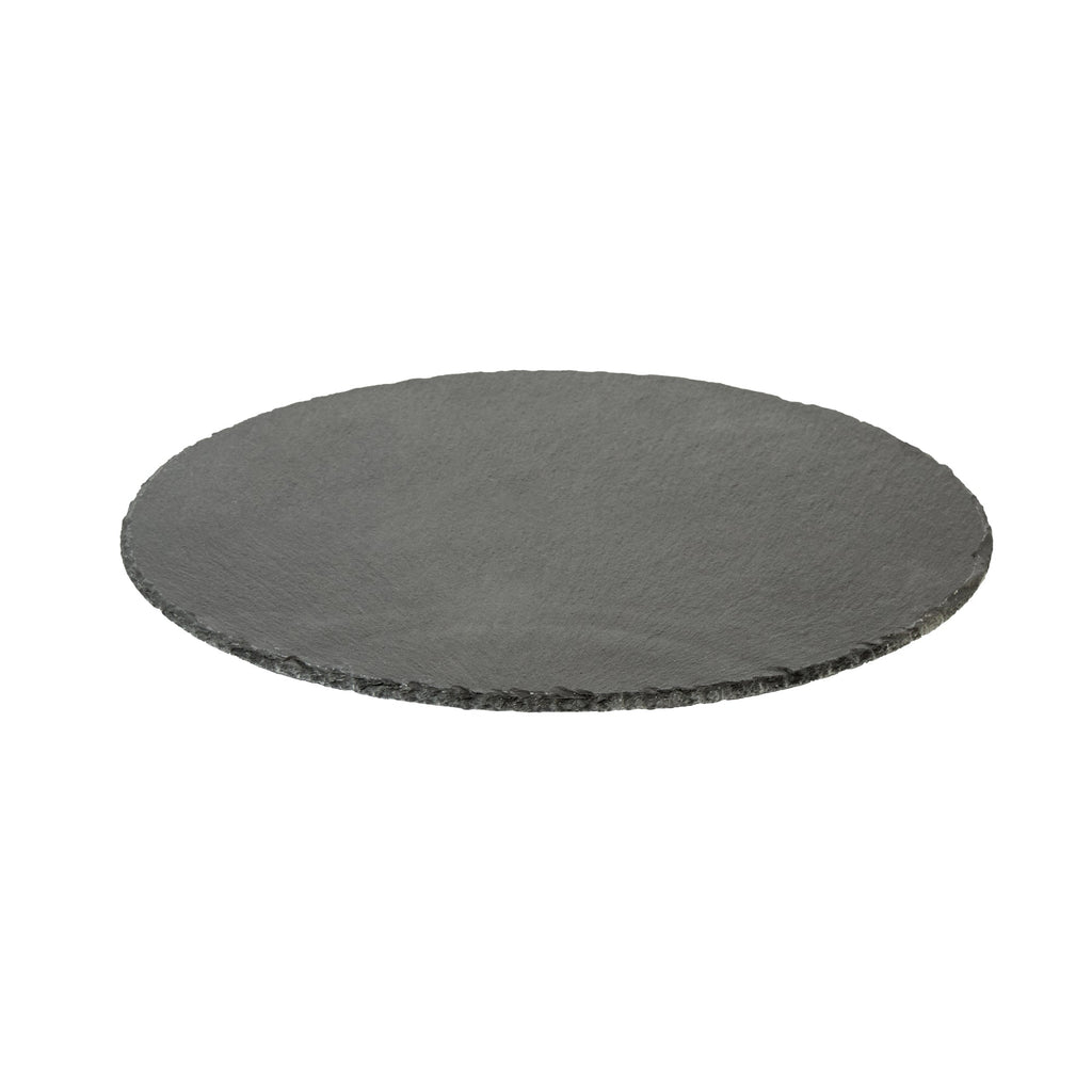 Stone Tek Round Black Slate Serving Tray - 11 3/4" x 11 3/4" - 4 count box
