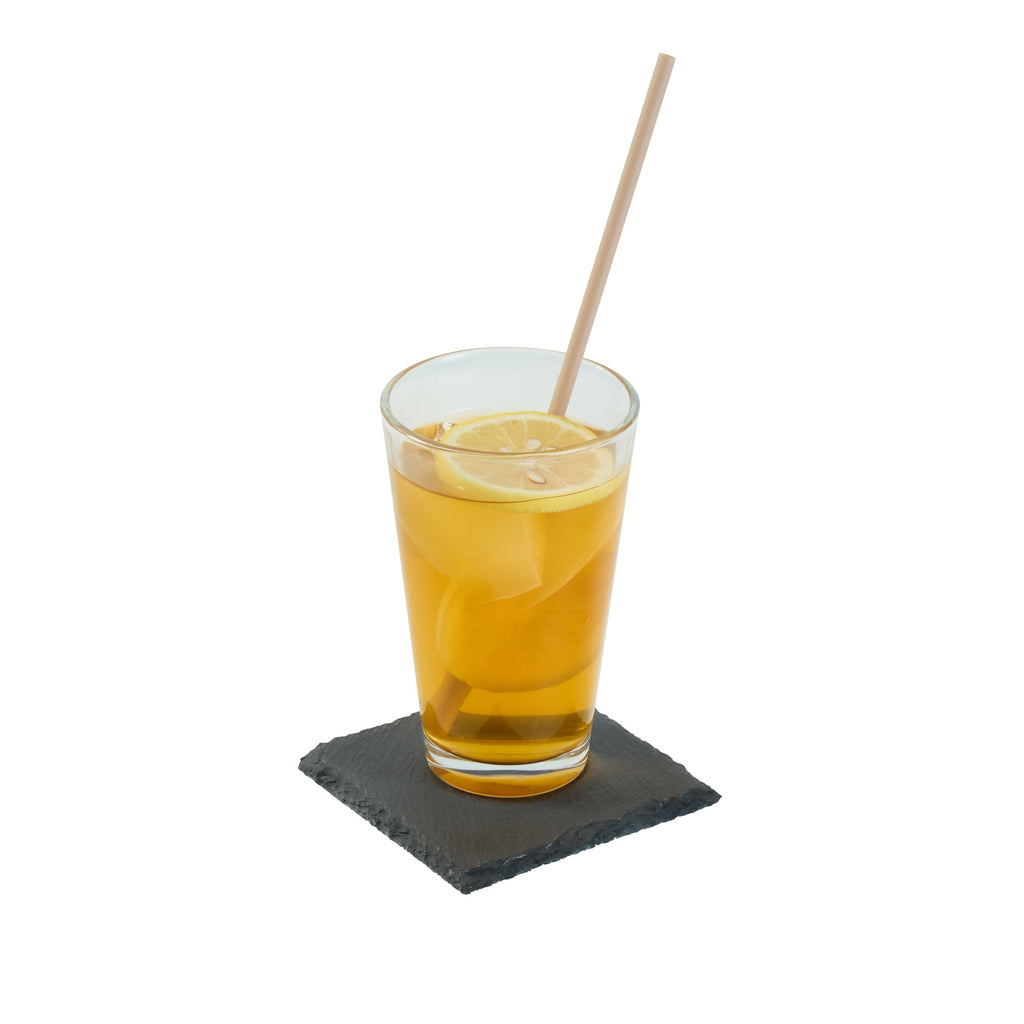 Stone Tek Square Black Slate Coaster - with Iron Holder - 4" x 4" - 1 count box
