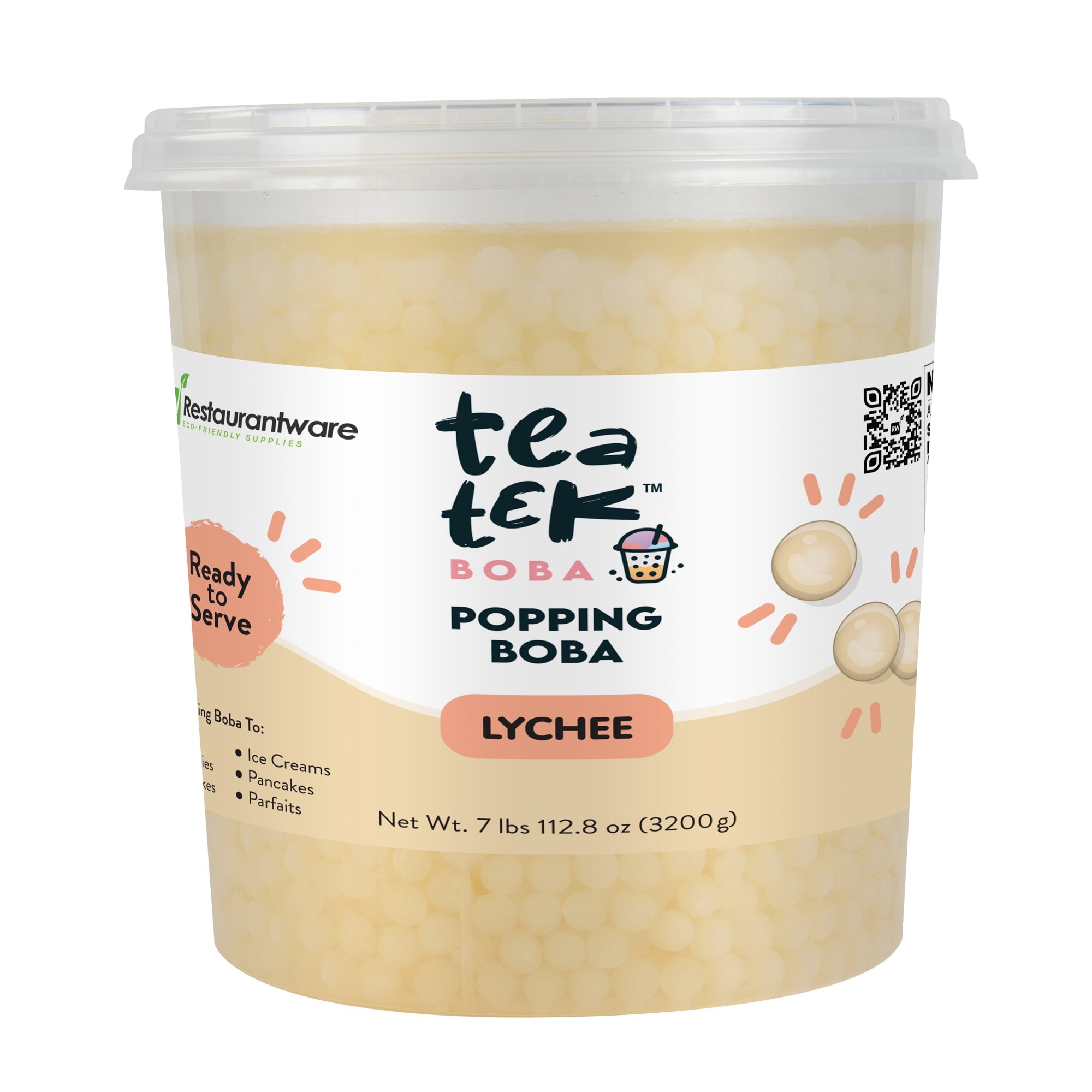 Tea Tek 7 lb Lychee Popping Boba - 1 count box