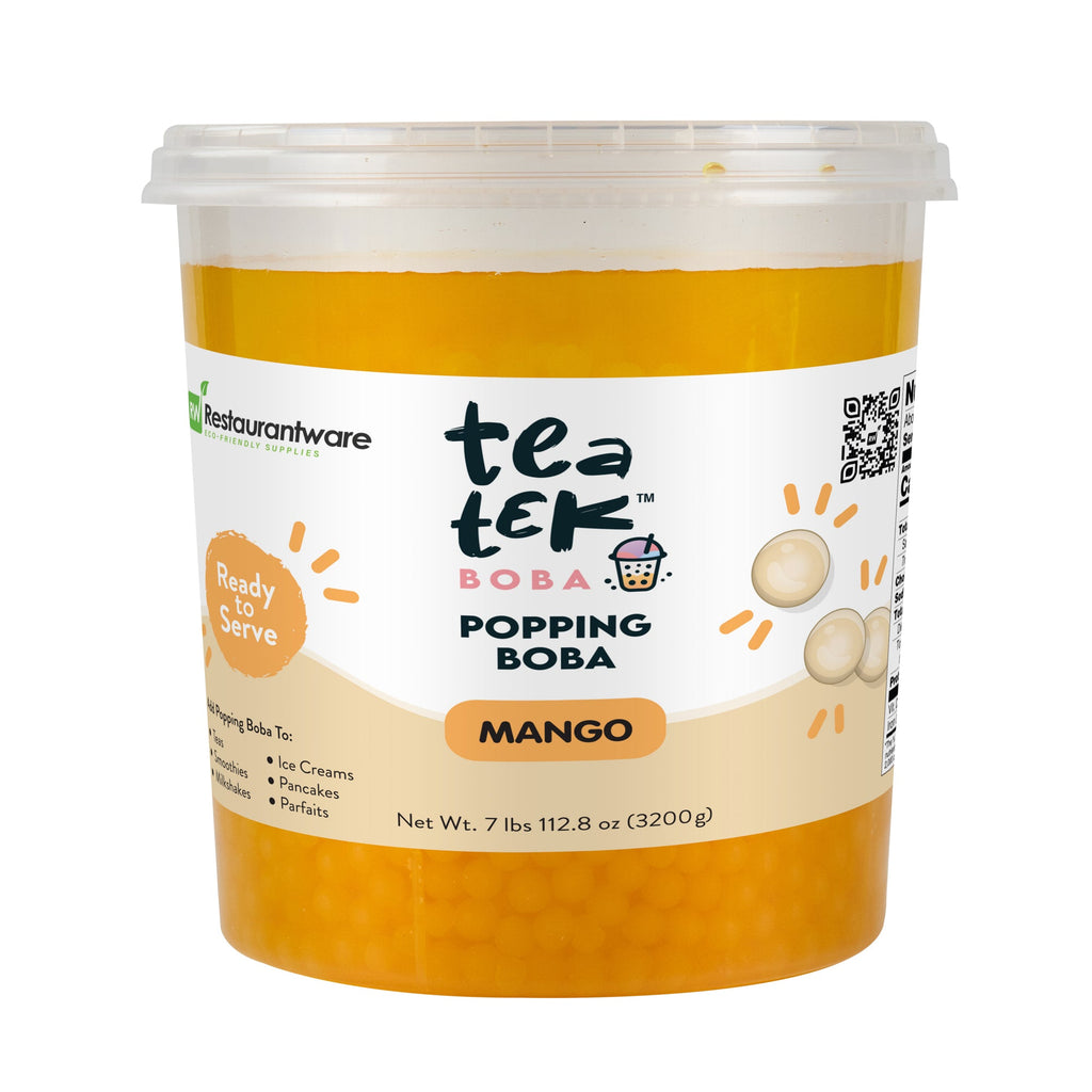 Tea Tek 7 lb Mango Popping Boba - 4 count box