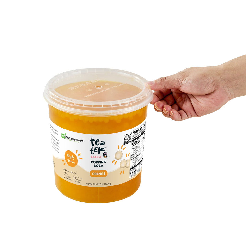 Tea Tek 7 lb Popping Boba - Orange - 4 count box