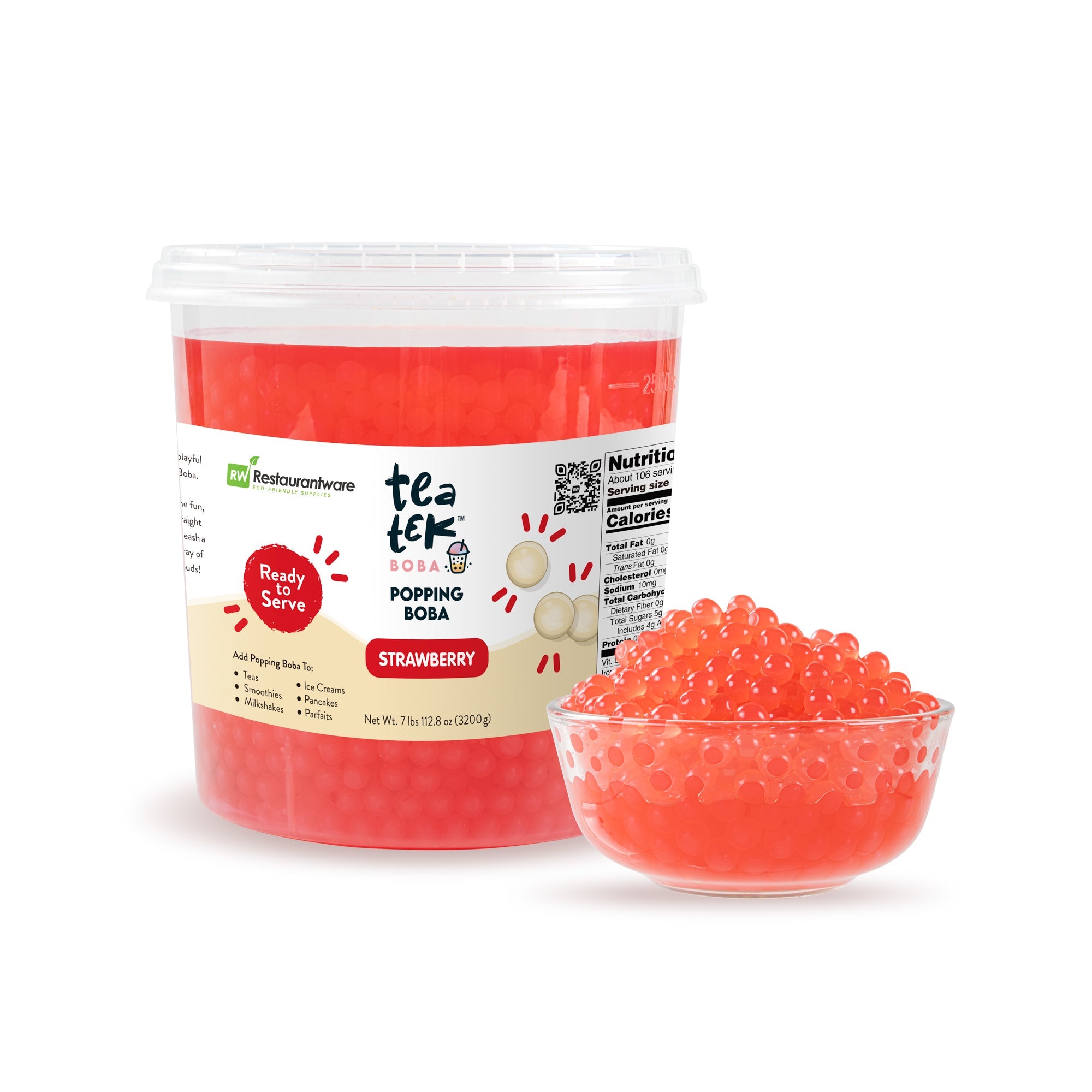 Tea Tek 7 lb Popping Boba - Strawberry - 1 count box