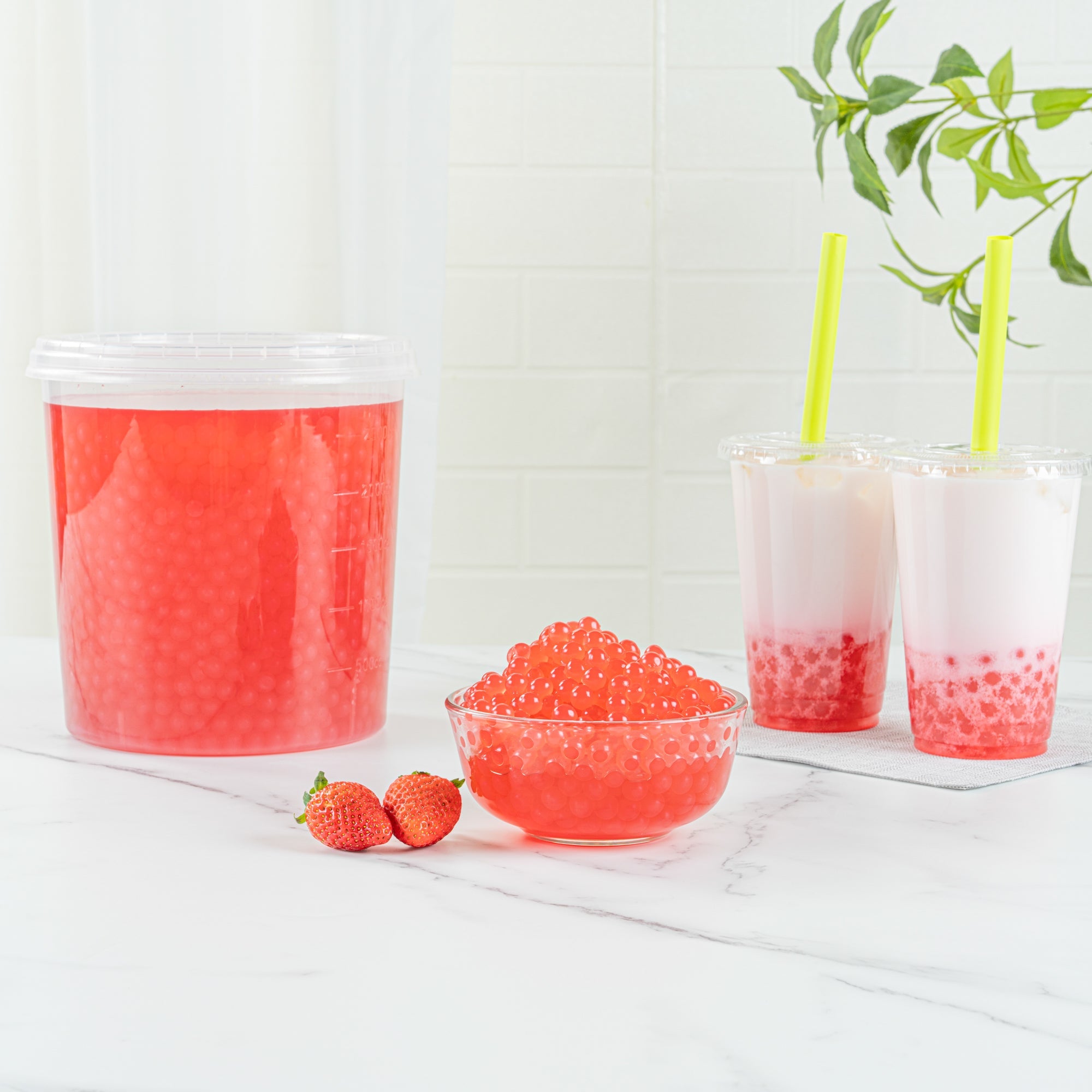 Tea Tek 7 lb Popping Boba - Strawberry - 1 count box