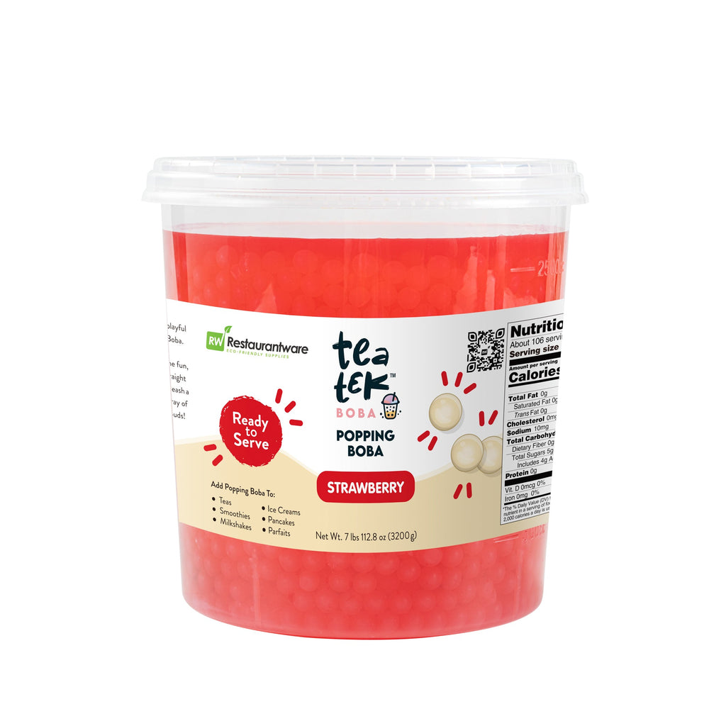 Tea Tek 7 lb Popping Boba - Strawberry - 4 count box
