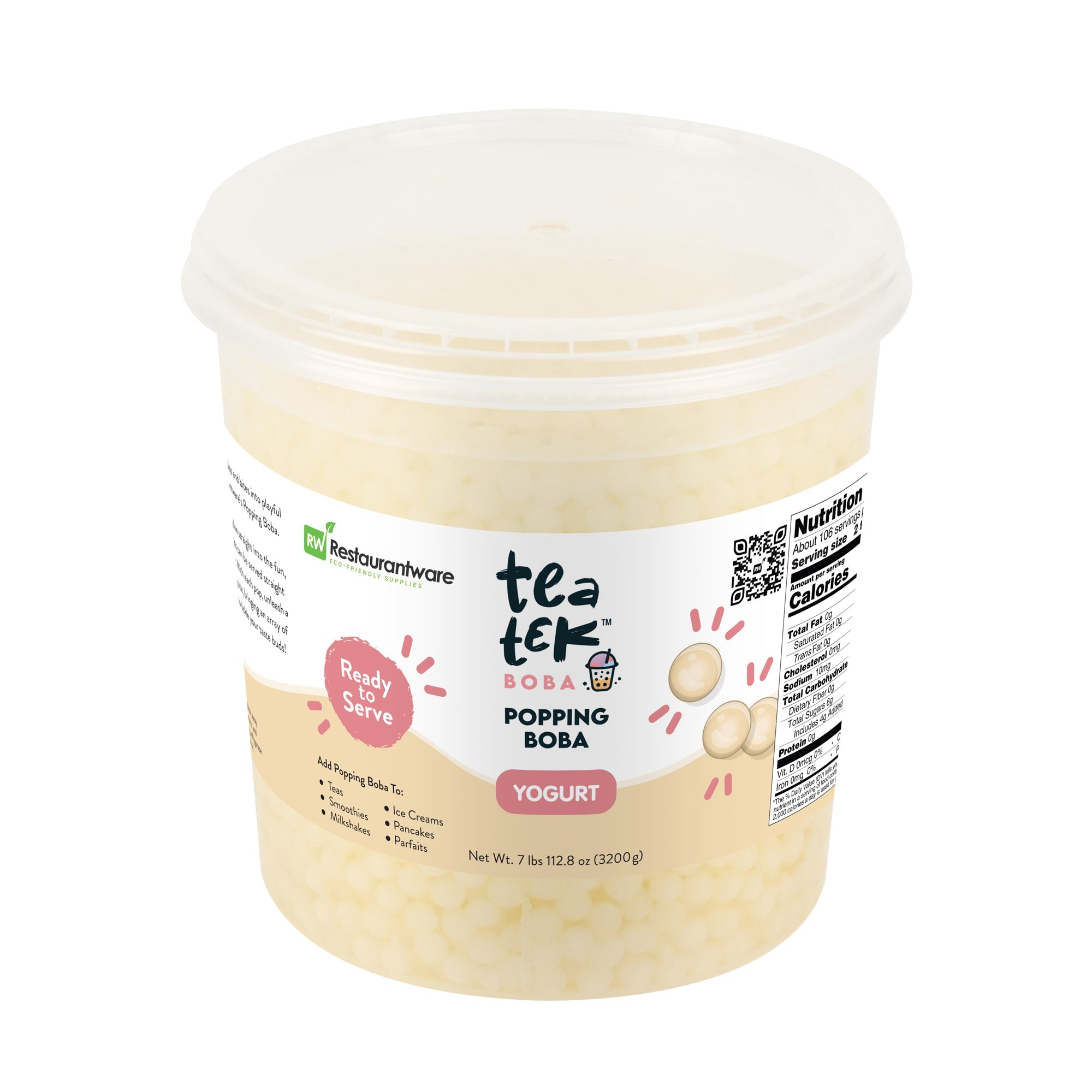 Tea Tek 7 lb Popping Boba - Yogurt - 1 count box