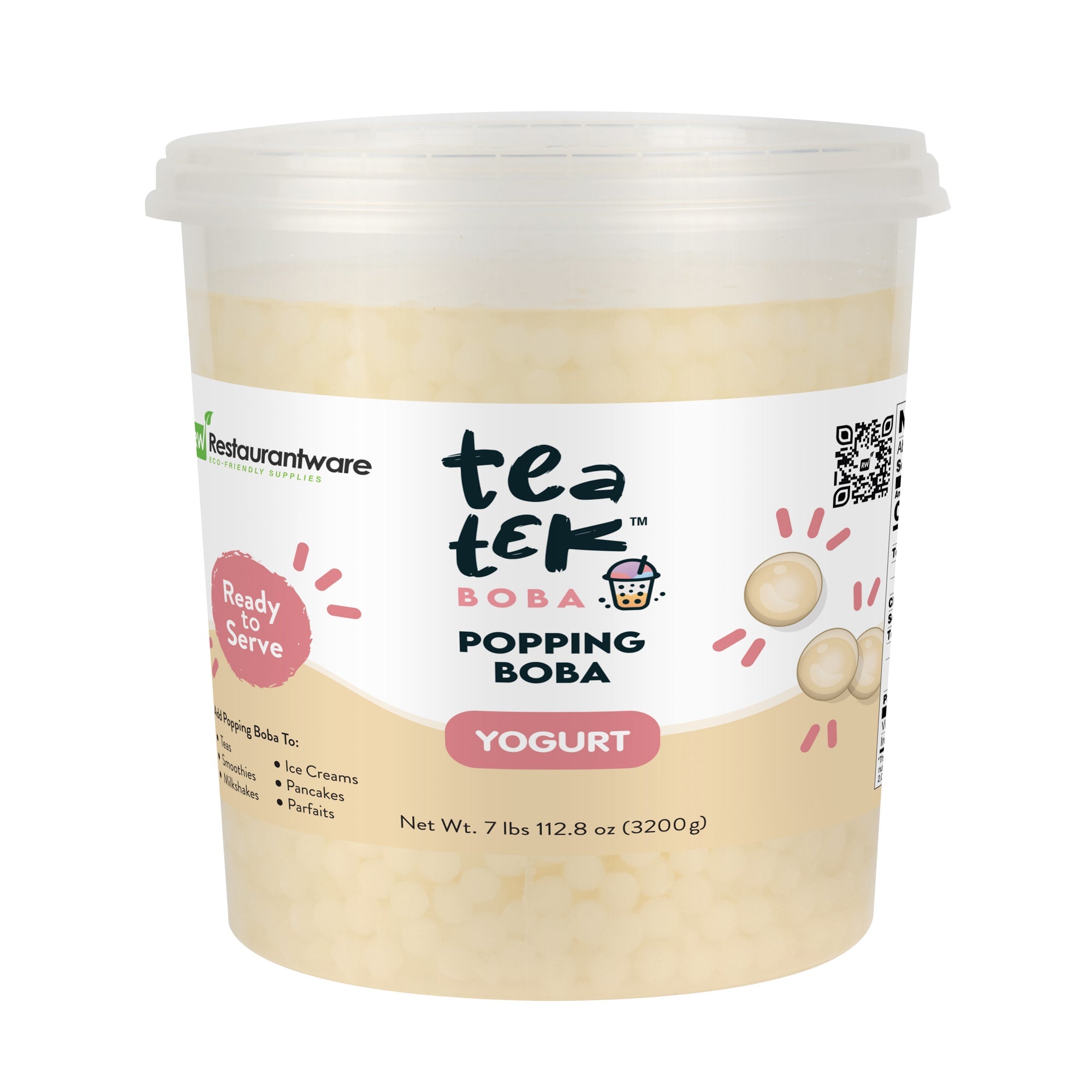 Tea Tek 7 lb Popping Boba - Yogurt - 4 count box
