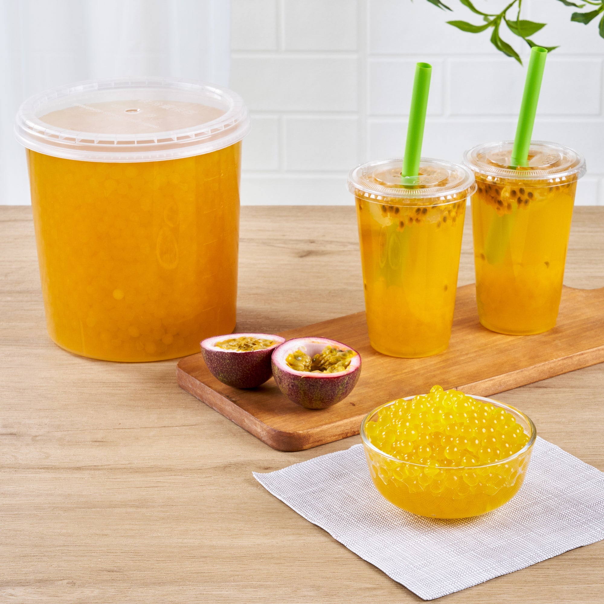 Tea Tek 7 lb Popping Boba - Passion Fruit - 4 count box