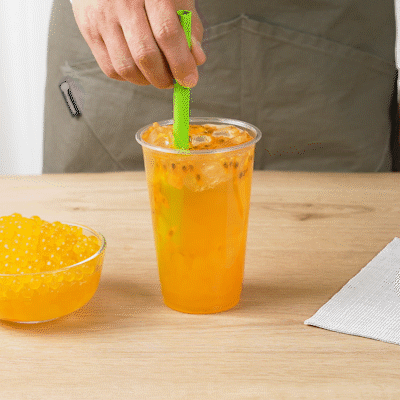 Tea Tek 7 lb Popping Boba - Passion Fruit - 4 count box