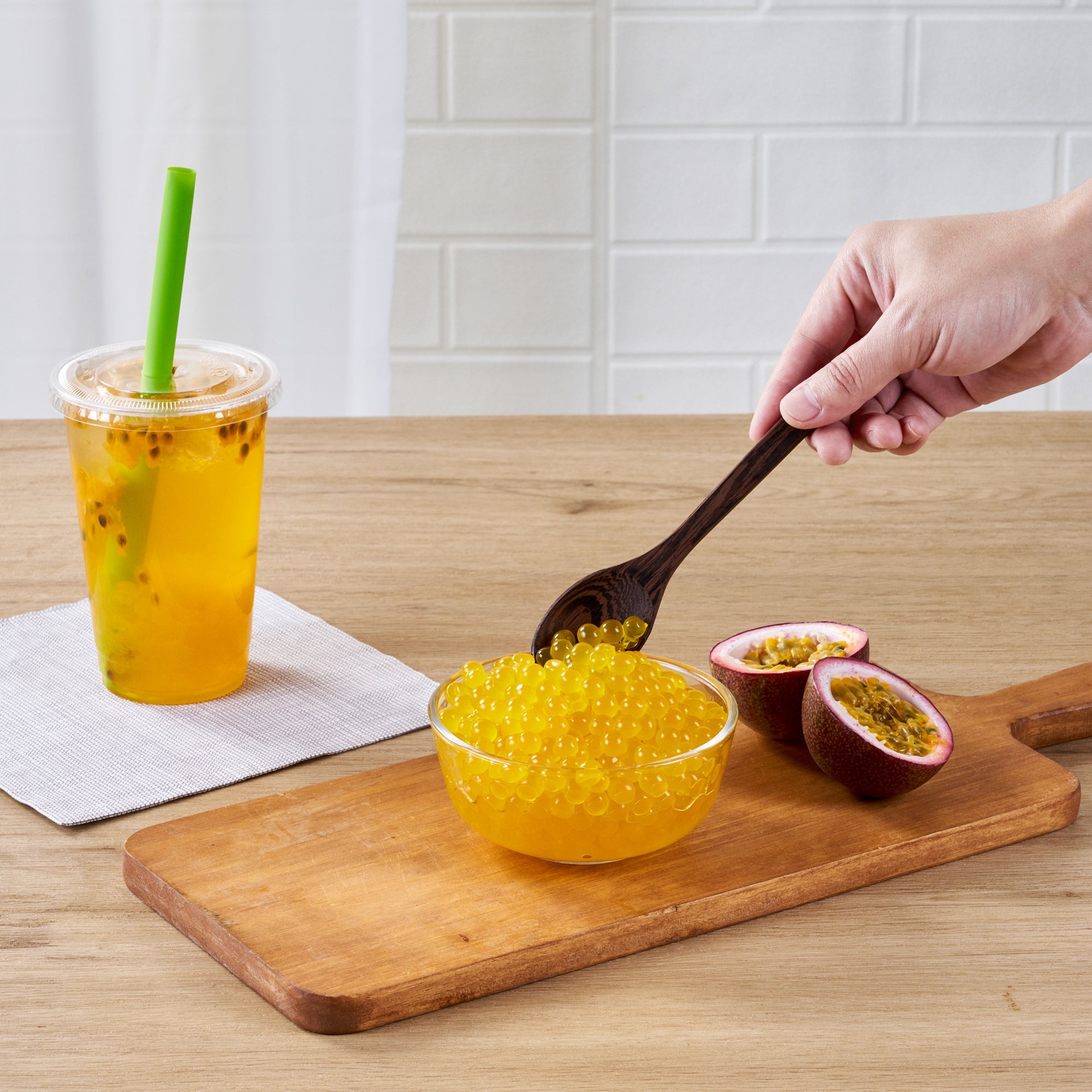 Tea Tek 7 lb Popping Boba - Passion Fruit - 4 count box