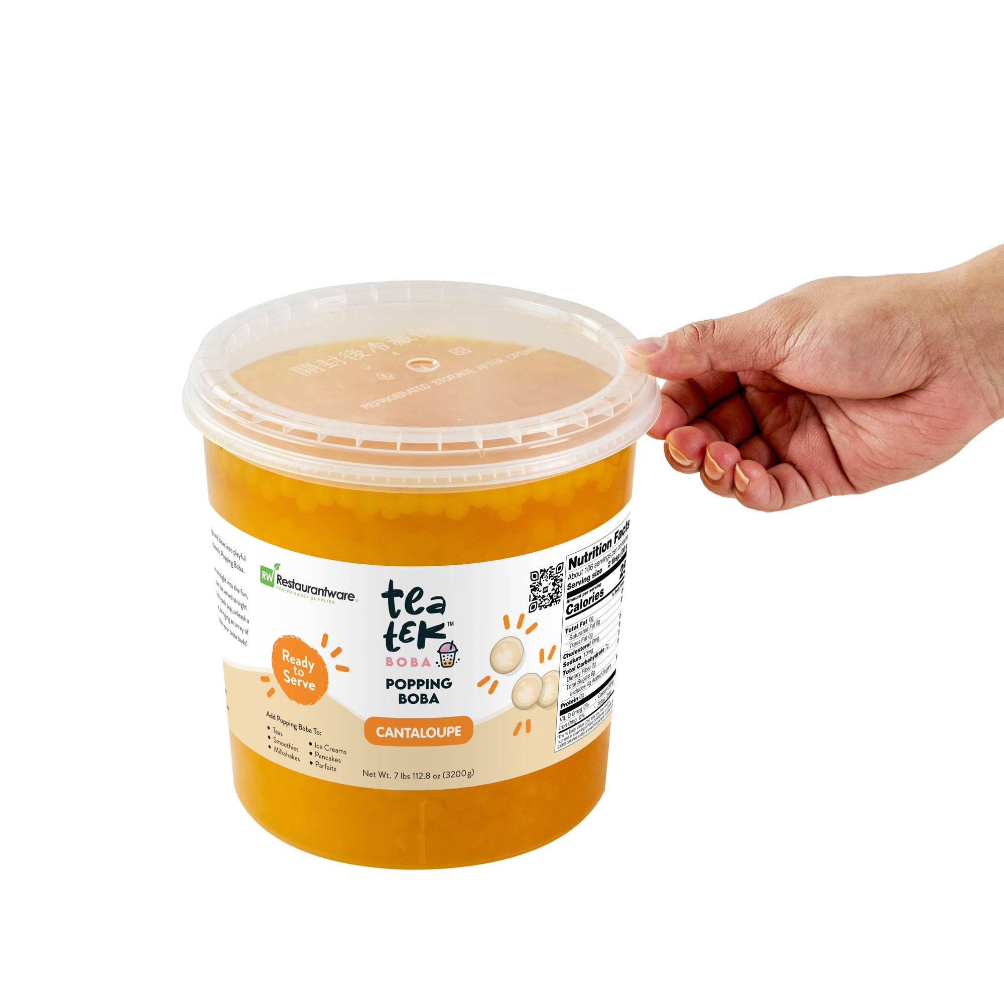 Tea Tek 7 lb Cantaloupe Popping Boba - 4 count box