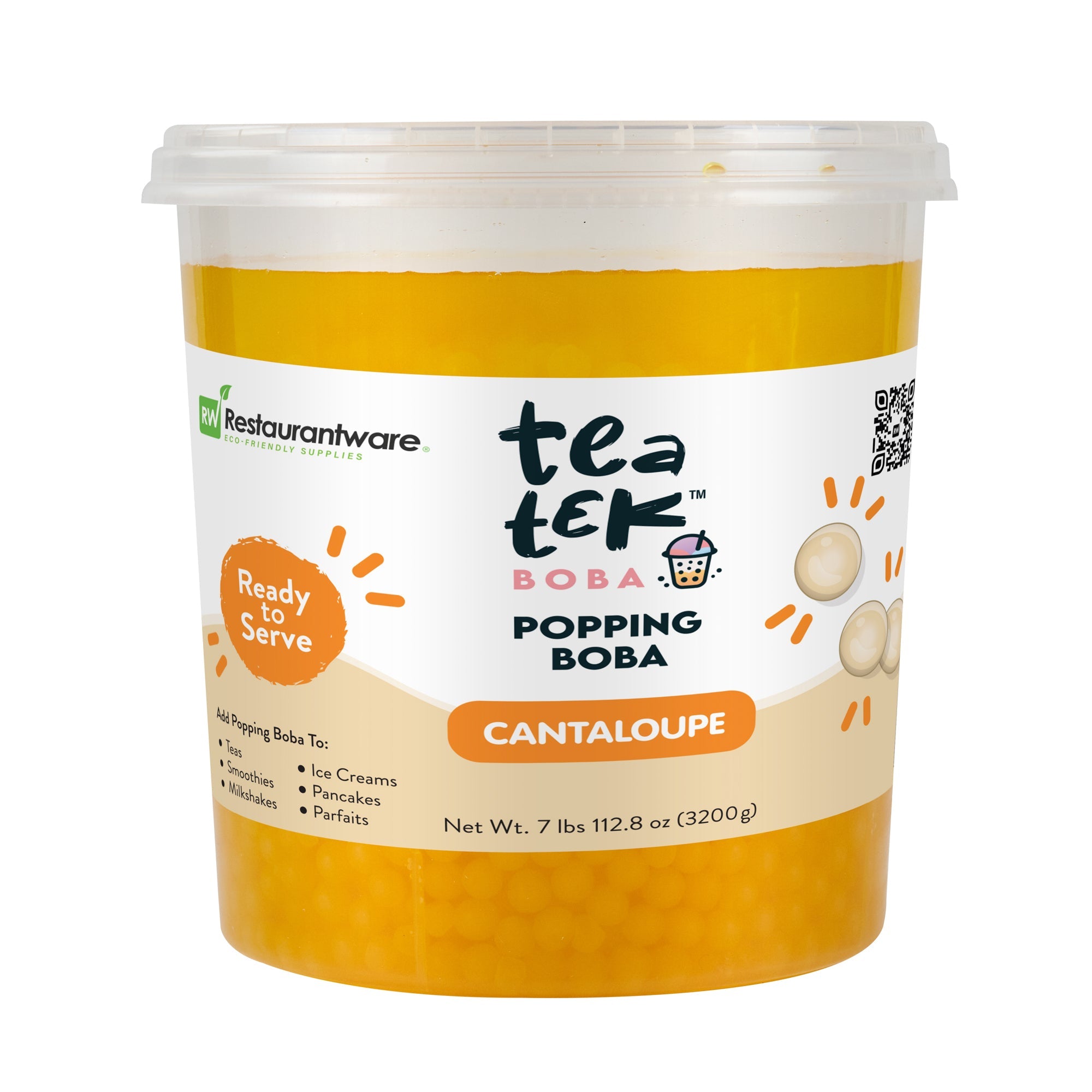 Tea Tek 7 lb Cantaloupe Popping Boba - 4 count box