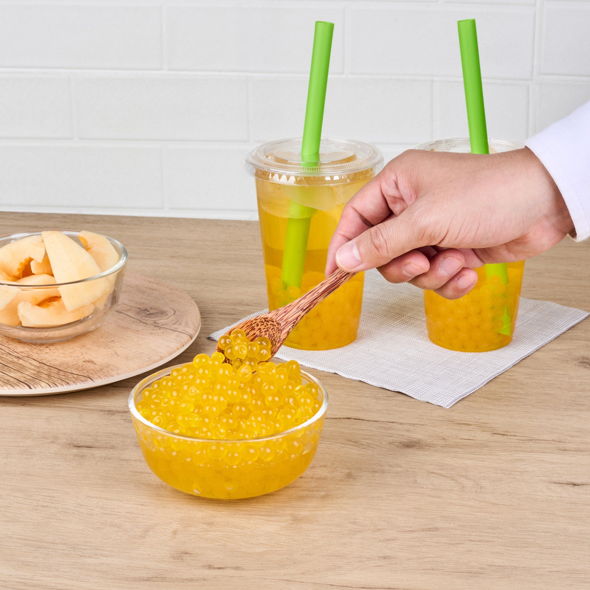 Tea Tek 7 lb Cantaloupe Popping Boba - 4 count box