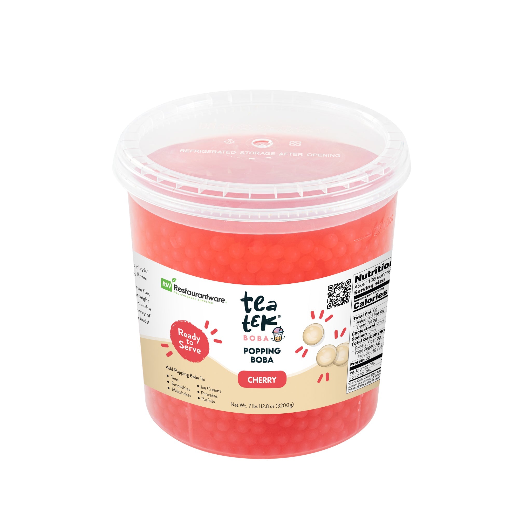 Tea Tek 7 lb Cherry Popping Boba - 4 count box