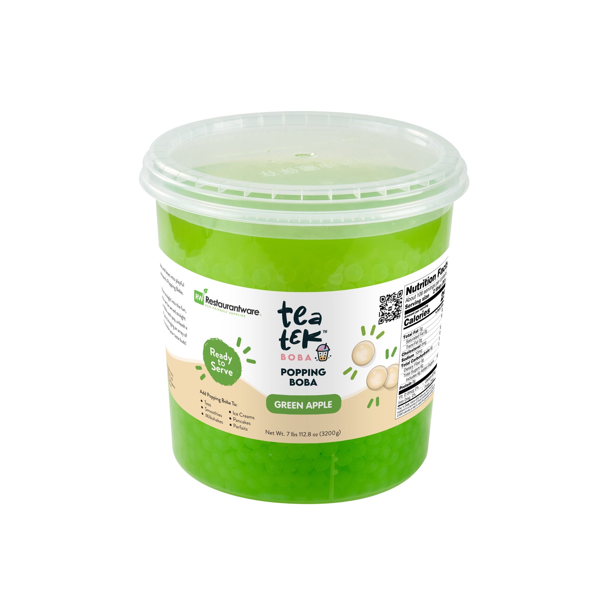 Tea Tek 7 lb Green Apple Popping Boba - 1 count box