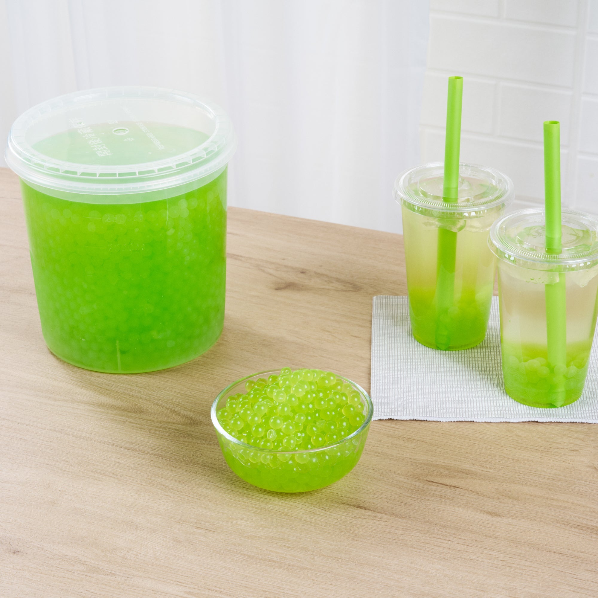 Tea Tek 7 lb Green Apple Popping Boba - 4 count box
