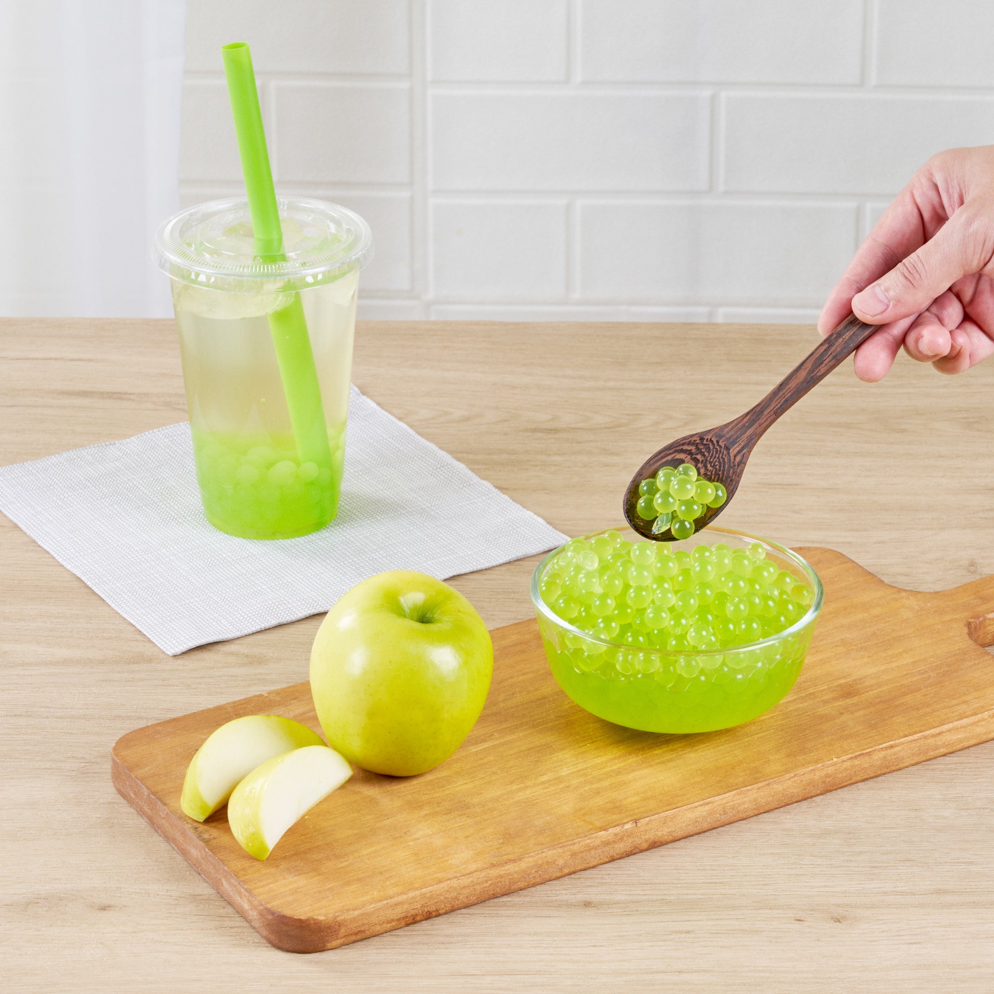 Tea Tek 7 lb Green Apple Popping Boba - 4 count box