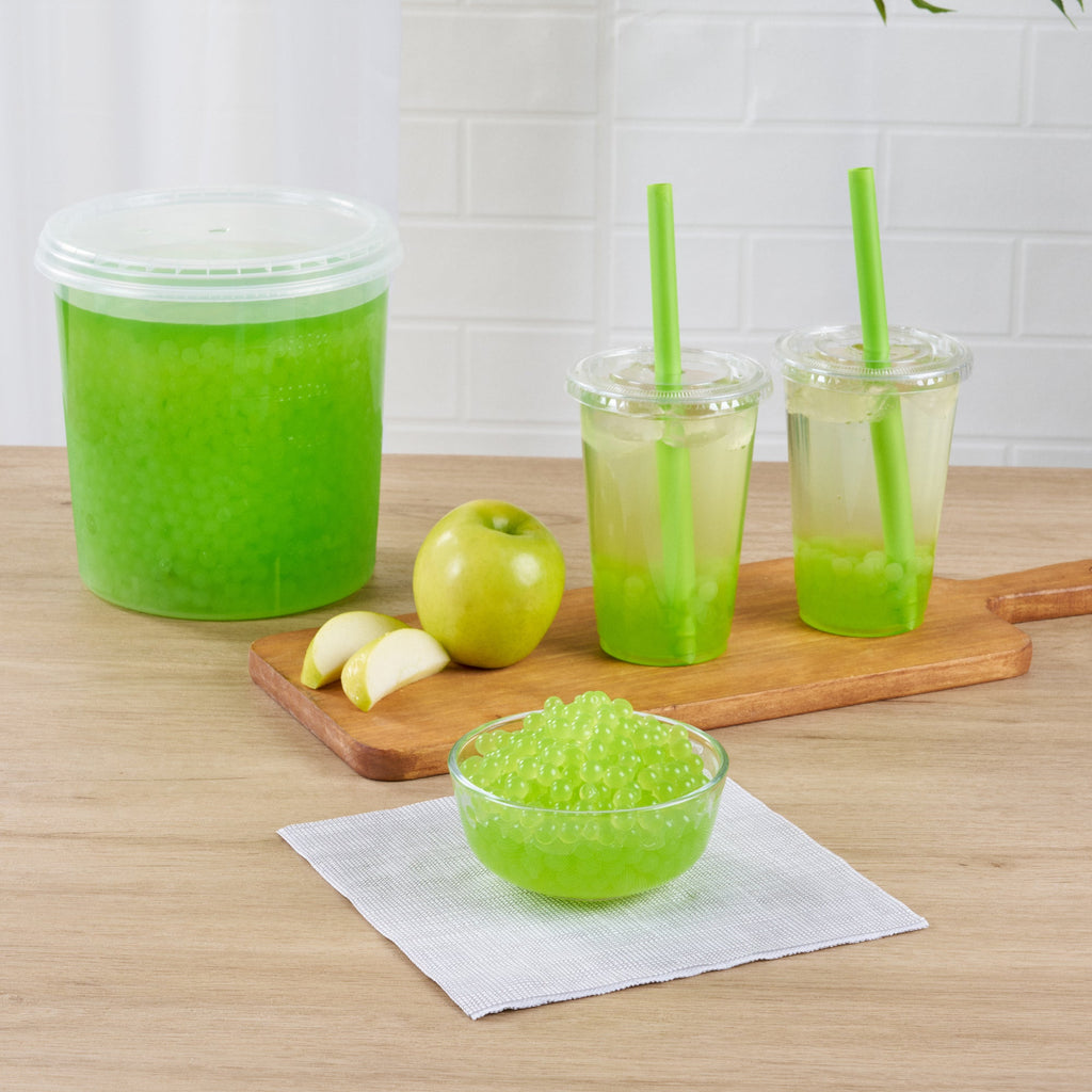 Tea Tek 7 lb Green Apple Popping Boba - 4 count box
