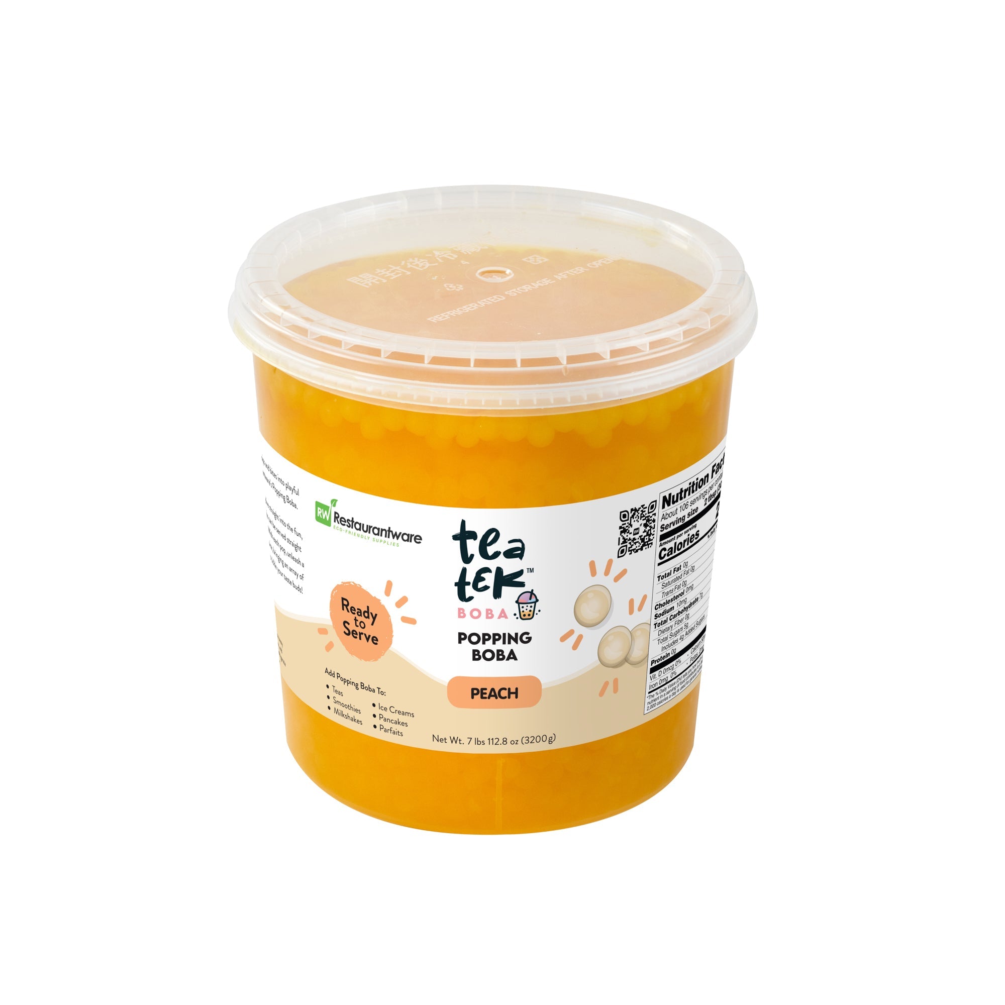 Tea Tek 7 lb Popping Boba - Peach - 1 count box