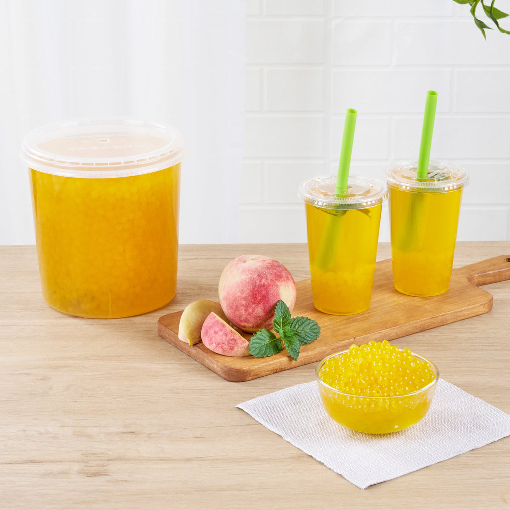 Tea Tek 7 lb Popping Boba - Peach - 4 count box