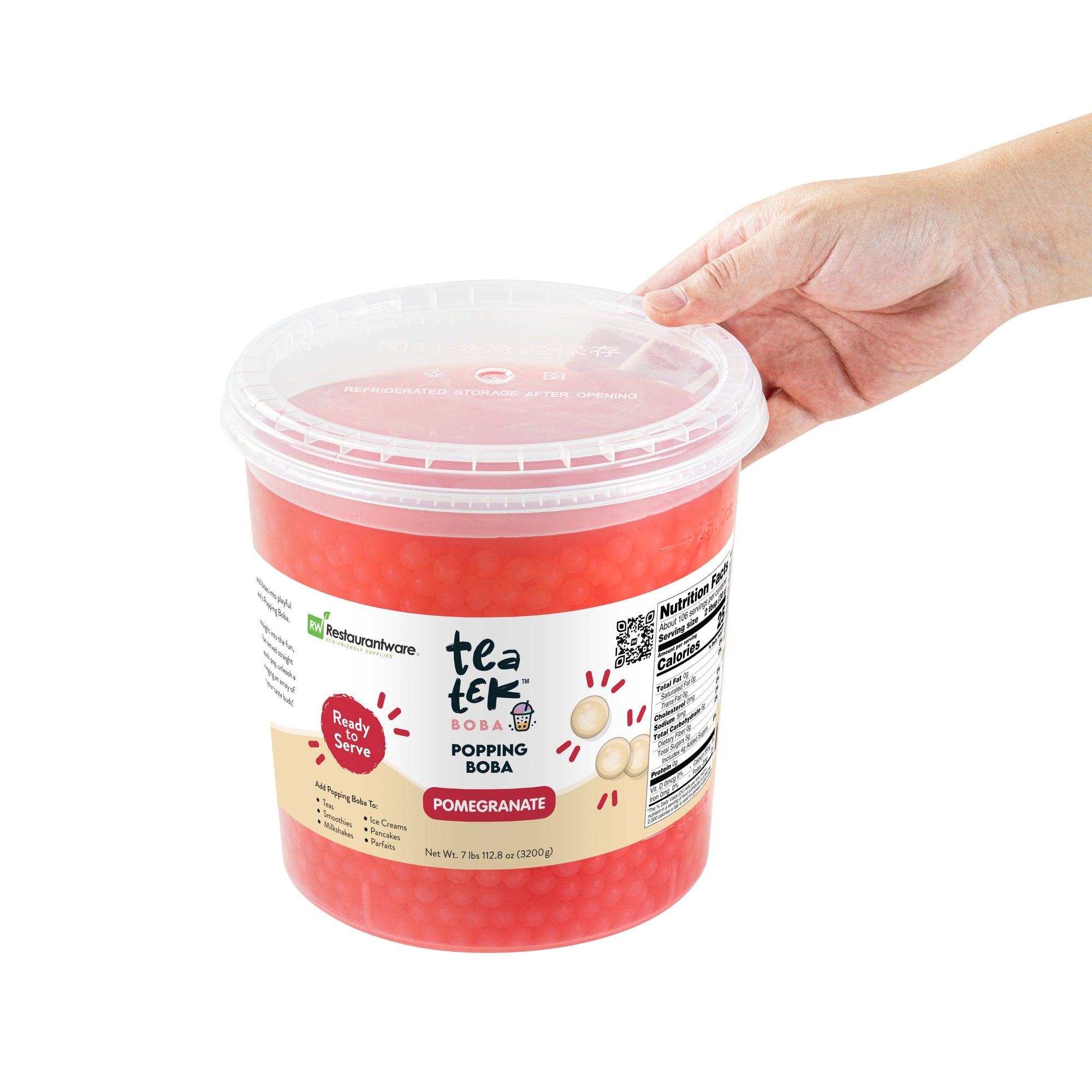 Tea Tek 7 lb Popping Boba - Pomegranate - 1 count box