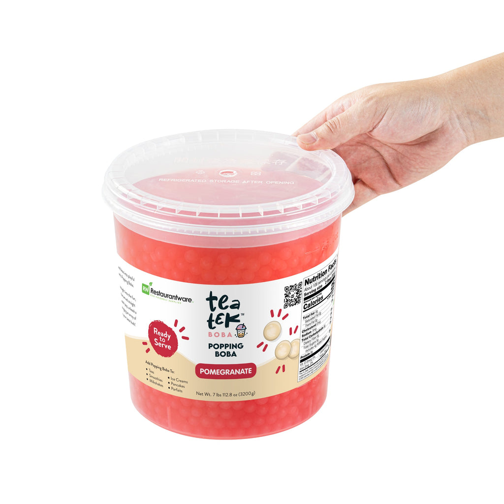 Tea Tek 7 lb Popping Boba - Pomegranate - 4 count box