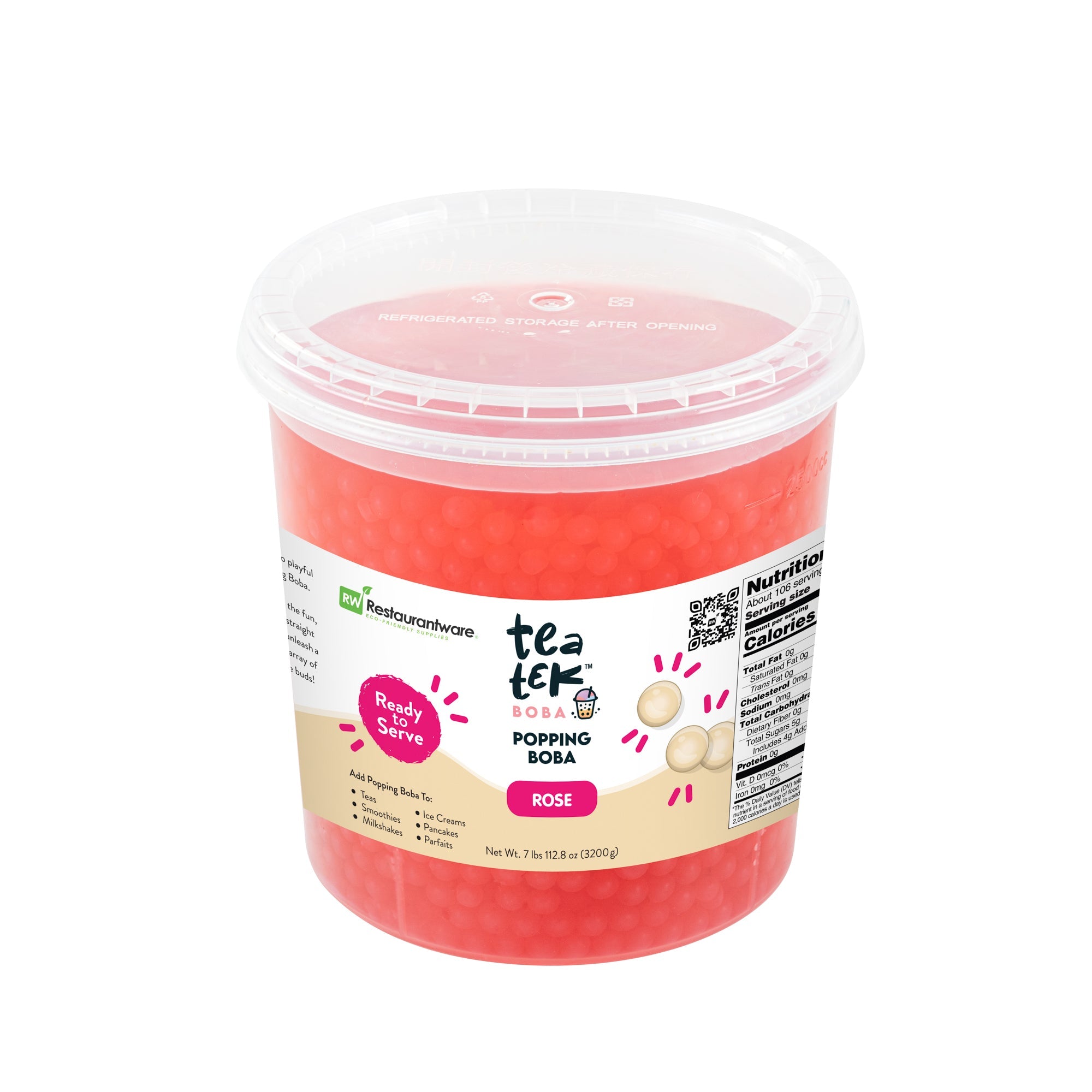 Tea Tek 7 lb Popping Boba - Rose - 1 count box