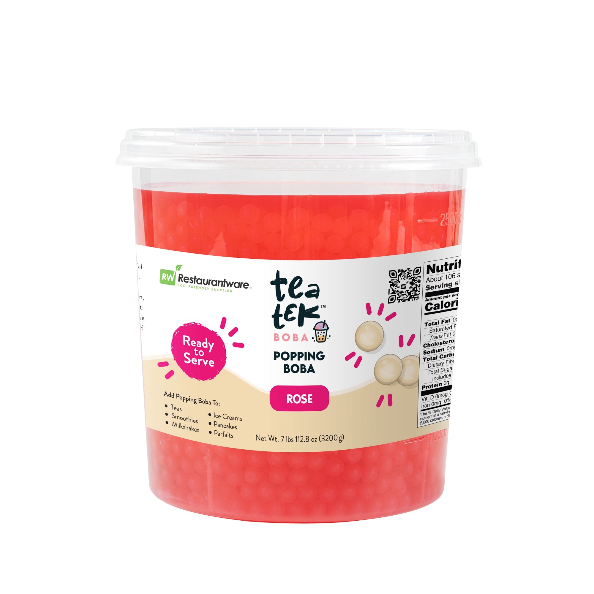Tea Tek 7 lb Popping Boba - Rose - 1 count box