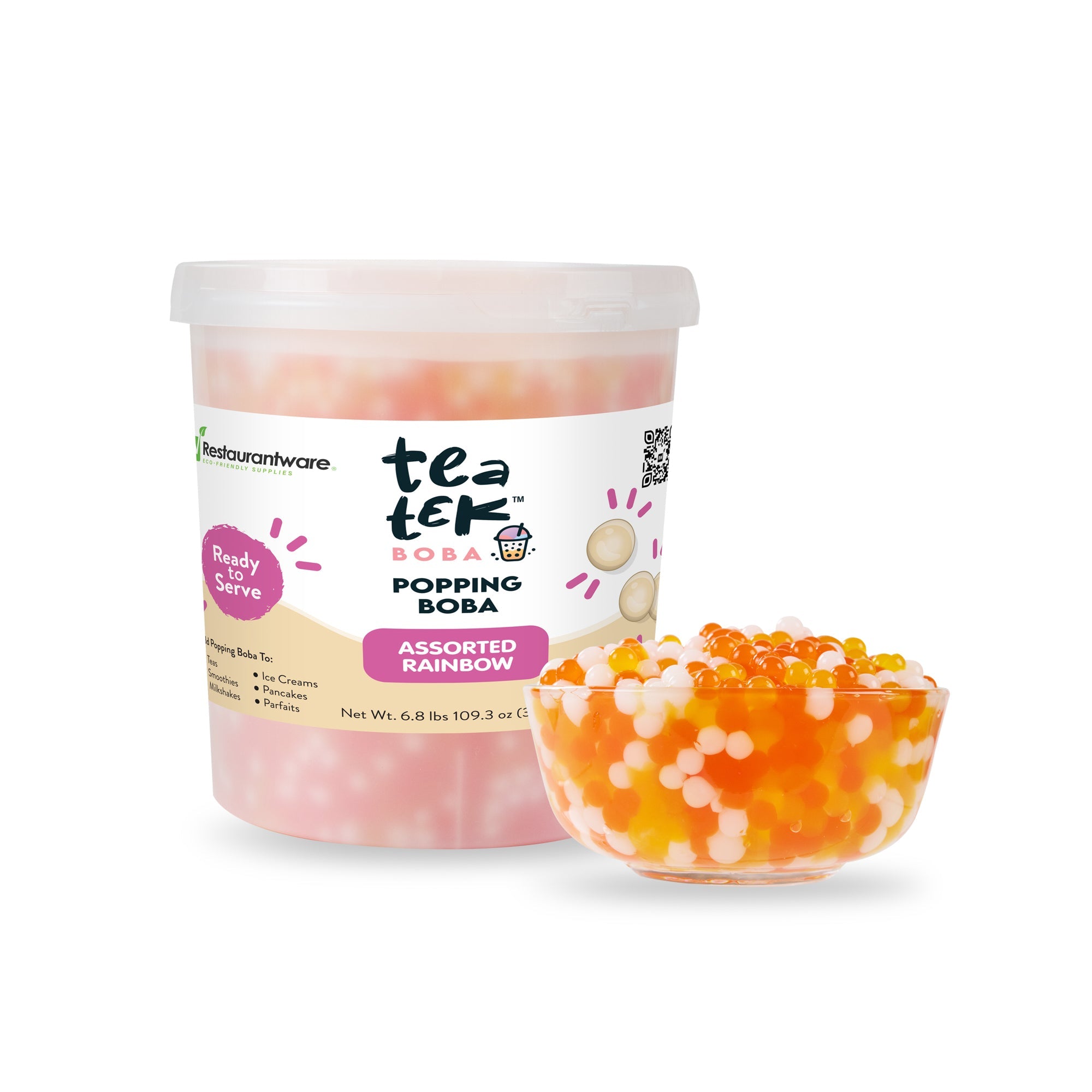Tea Tek 6.8 lb Assorted Rainbow Popping Boba - 1 count box