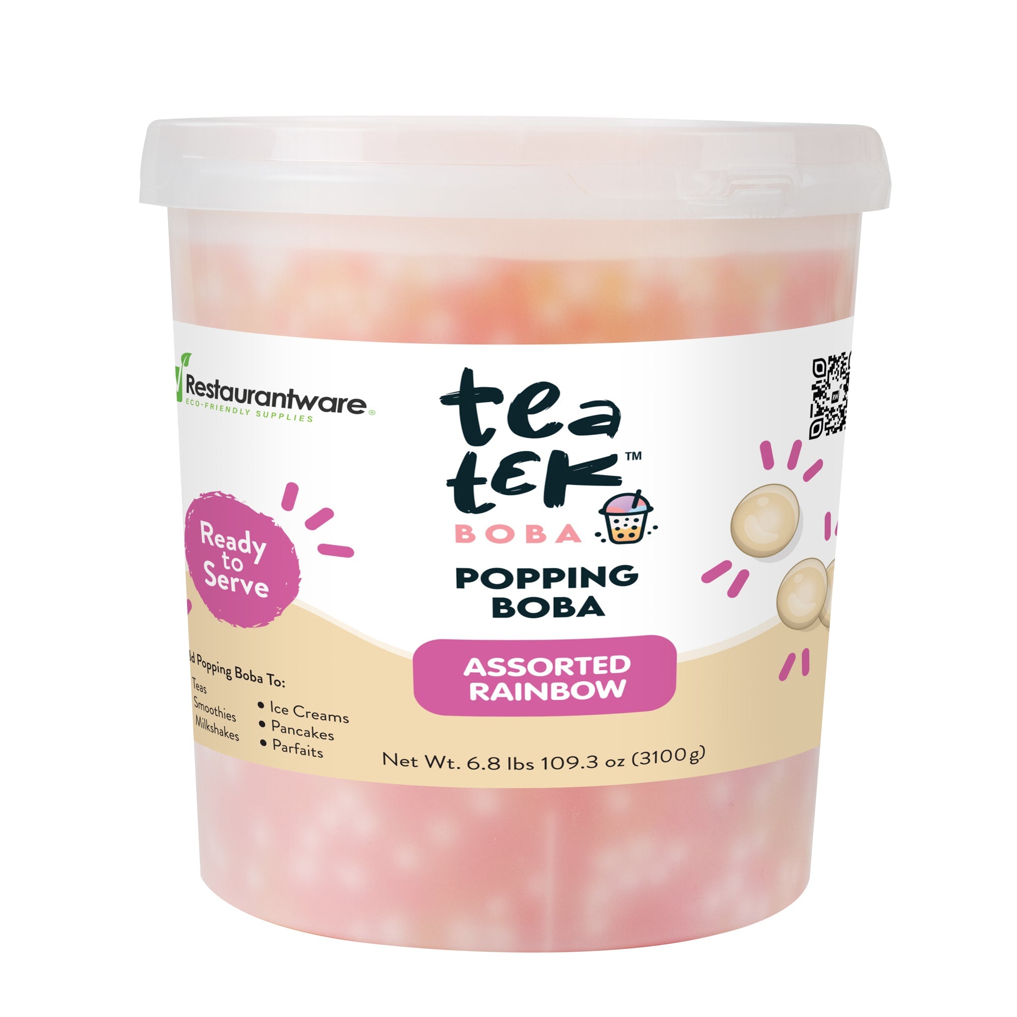 Tea Tek 6.8 lb Assorted Rainbow Popping Boba - 1 count box