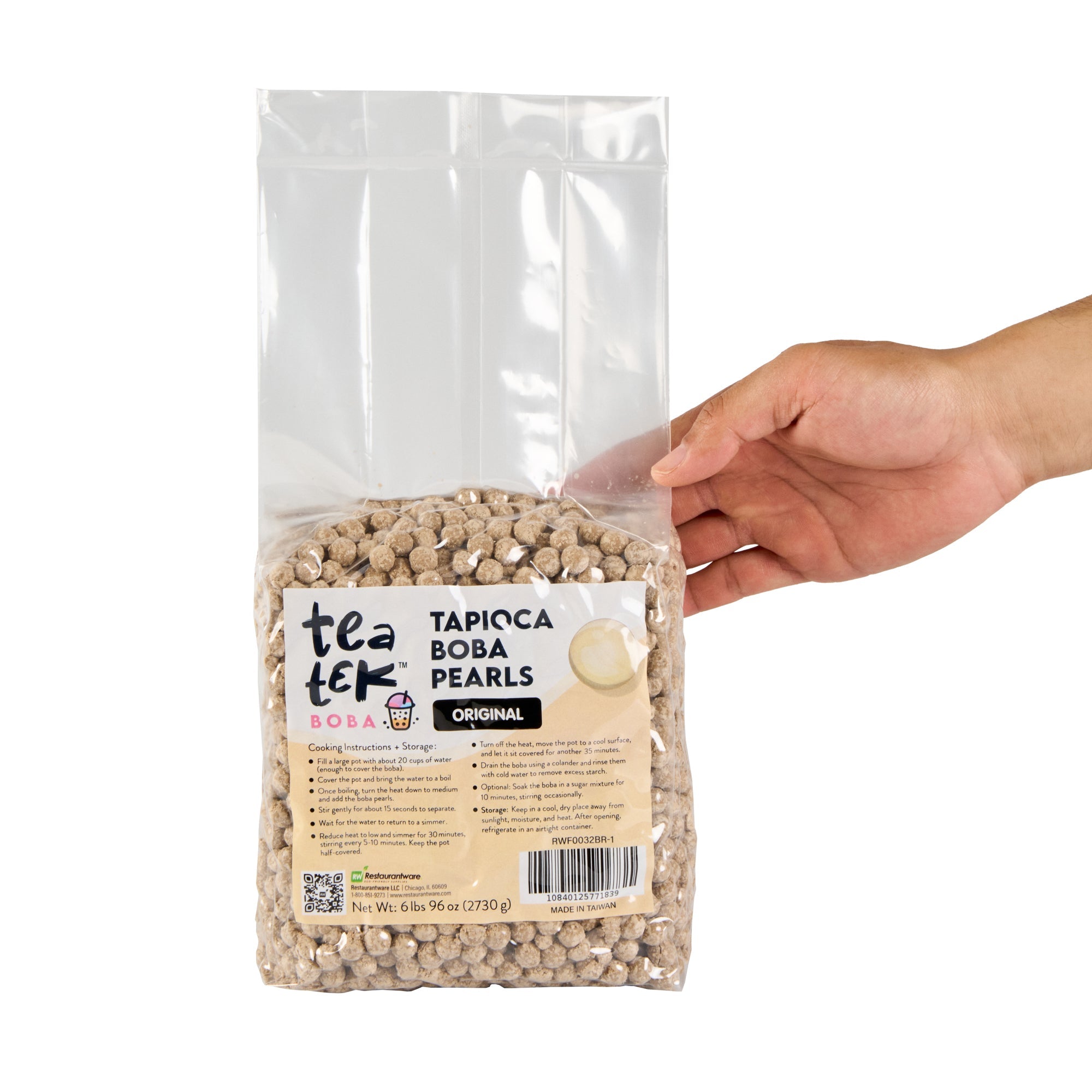 Tea Tek 6 lb Tapioca Boba Pearls - Original - 1 count box