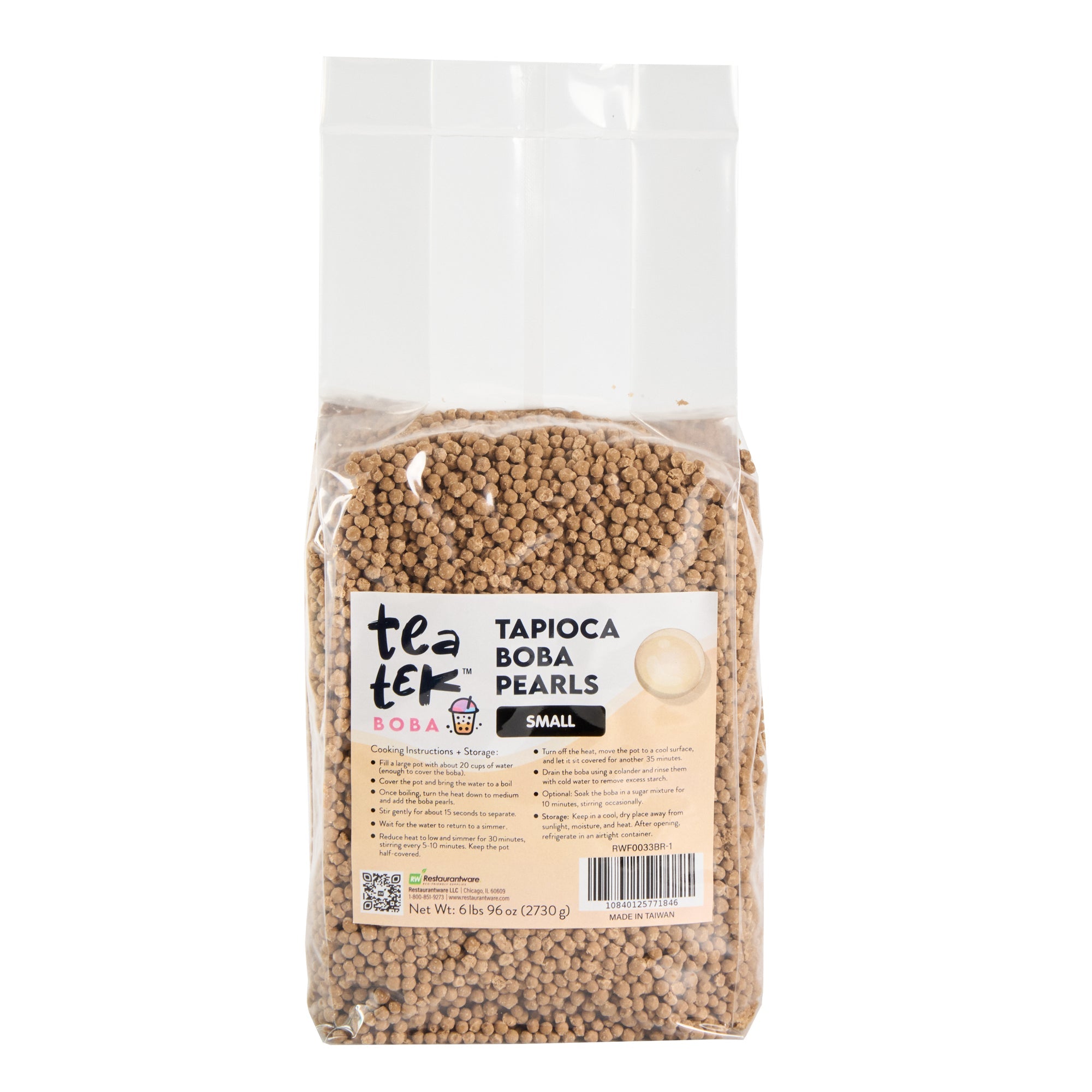 Tea Tek 6 lb Tapioca Boba Pearls - Small - 1 count box