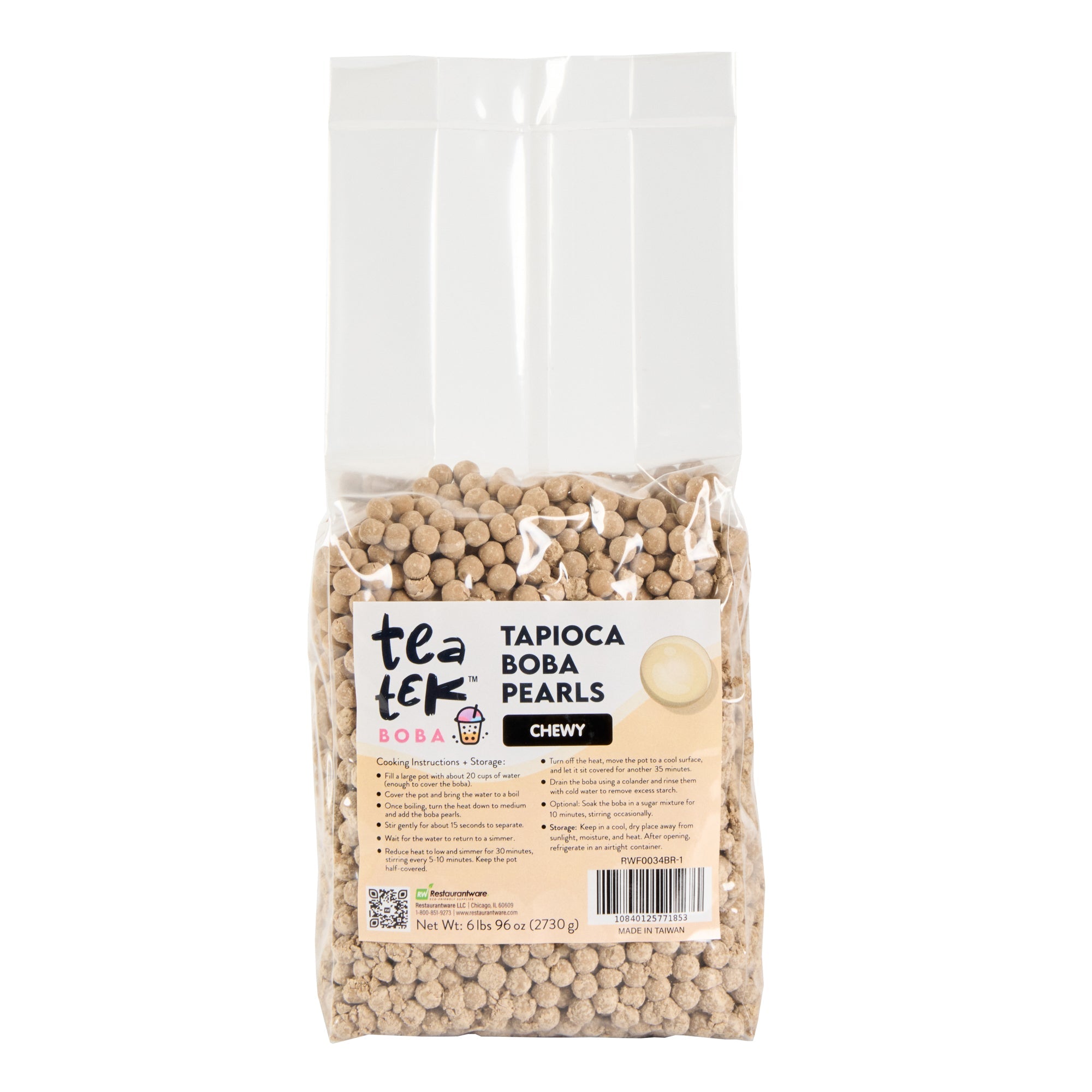 Tea Tek 6 lb Tapioca Boba Pearls - Chewy - 1 count box