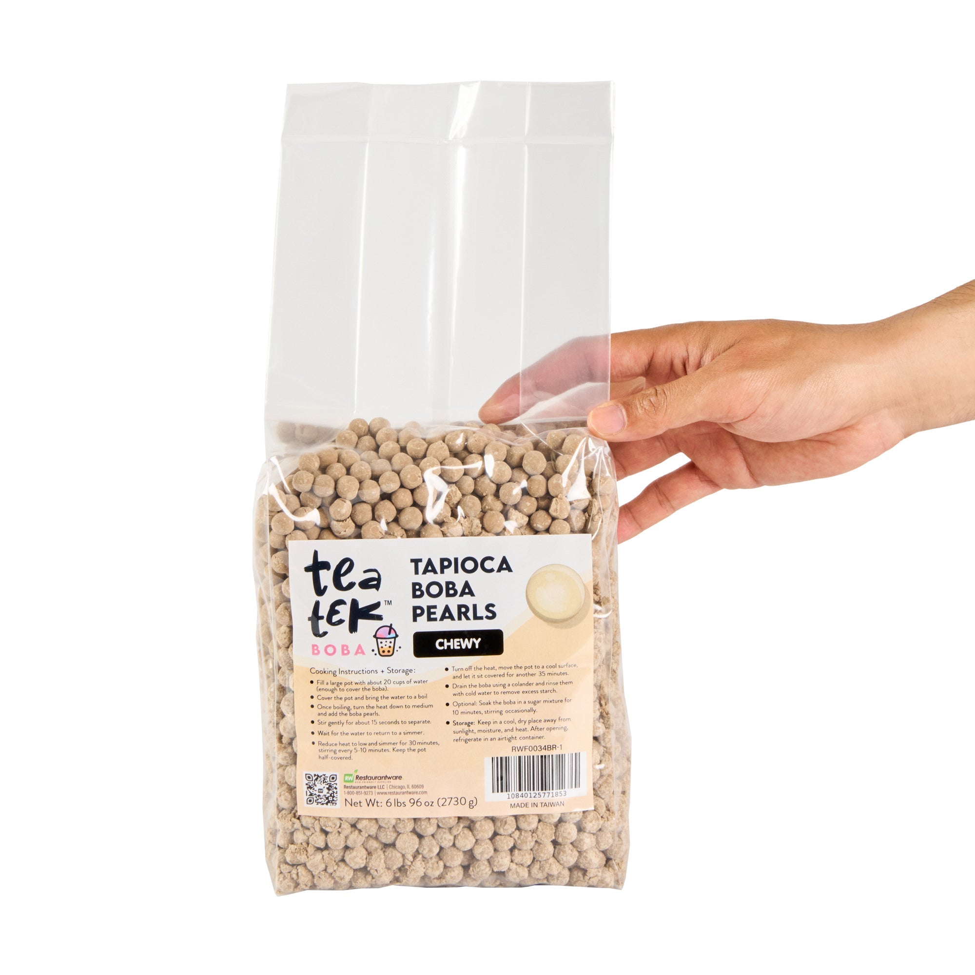 Tea Tek 6 lb Tapioca Boba Pearls - Chewy - 6 count box