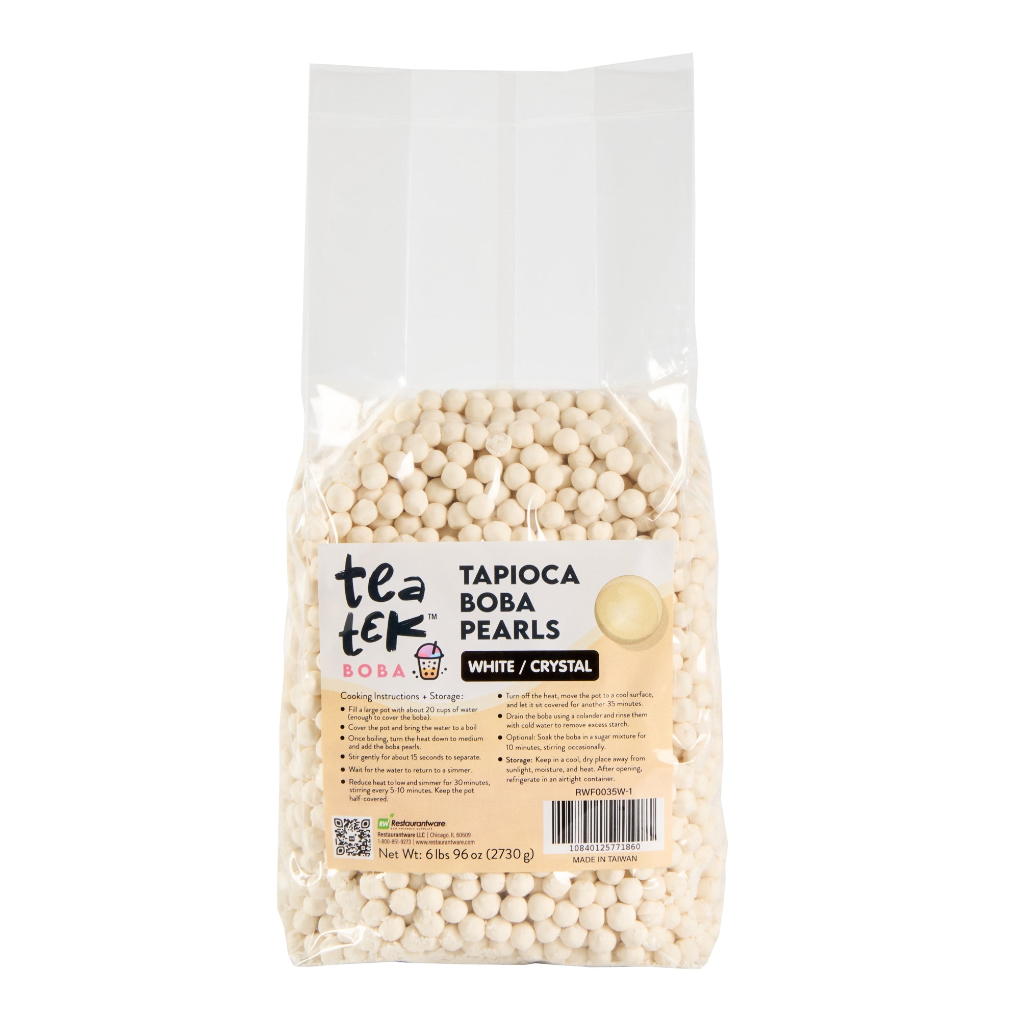 Tea Tek 6 lb Tapioca Boba Pearls - 1 count box