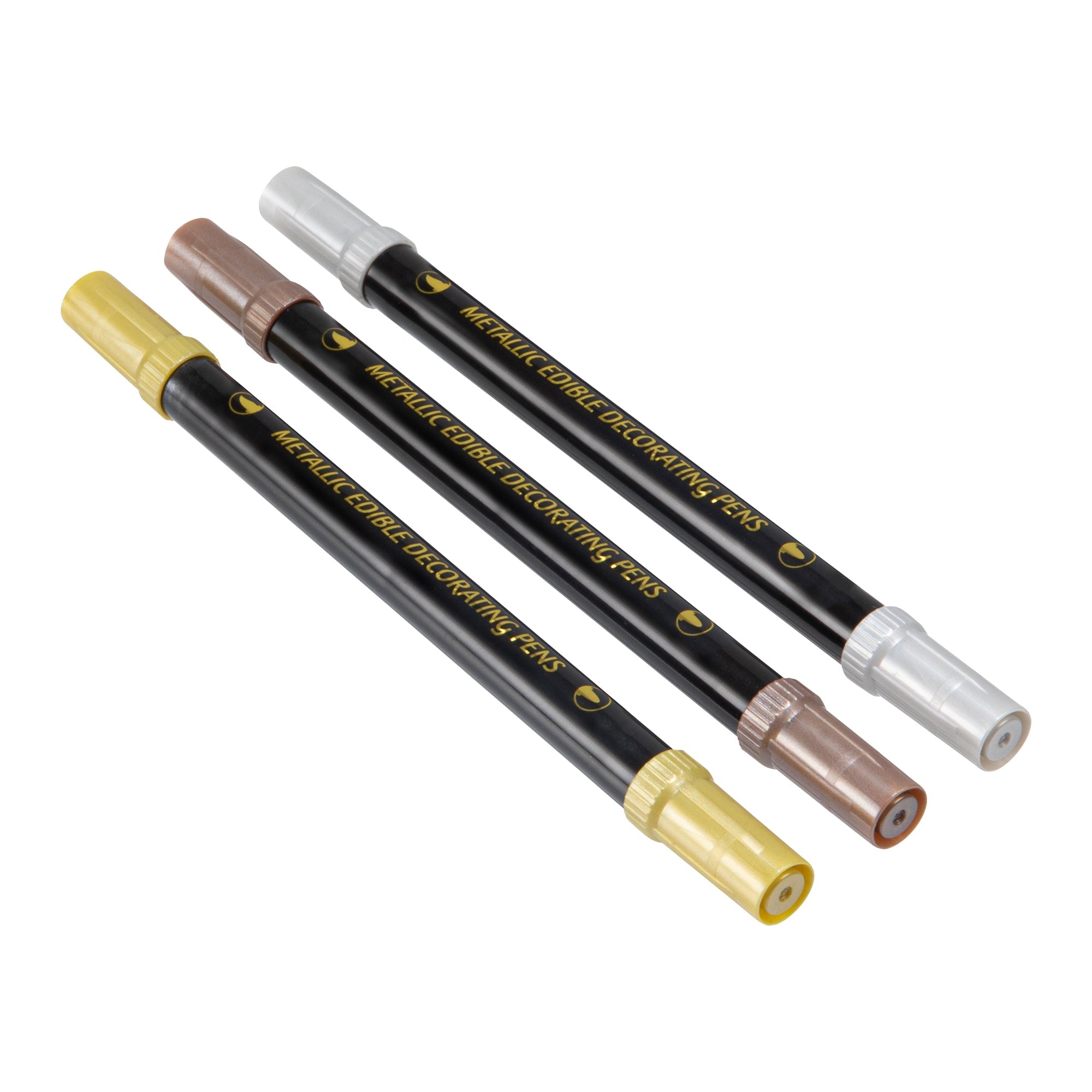 Pastry Tek Dual-Tip Metallic 3 Color Food Decorating Pen Set - 1 count box