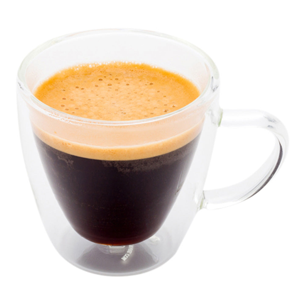 Forma Professional 3 oz Round Glass Espresso Cup - Double Wall, with Handle - 2 1/2" x 2 1/2" x 2 1/2" - 10 count box