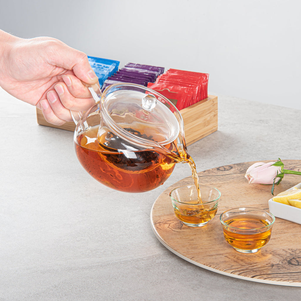 Forma Professional 17 oz Round Glass Teapot - Double Wall - 5 1/4" x 5 1/4" x 5" - 1 count box