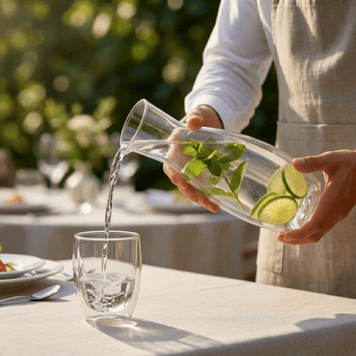 Forma Professional 30 oz Round Glass Wine and Water Carafe - Double Wall - 4" x 4" x 11 1/2" - 1 count box