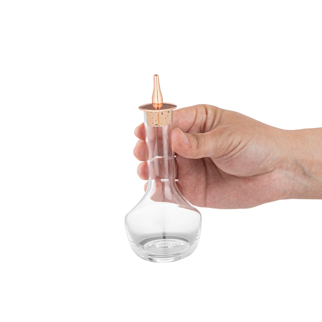 Bar Lux 4 oz Glass Modern Style Bitters Bottle - Copper-Plated Dasher - 5 3/4" x 2 3/4" x 2 3/4" - 1 count box