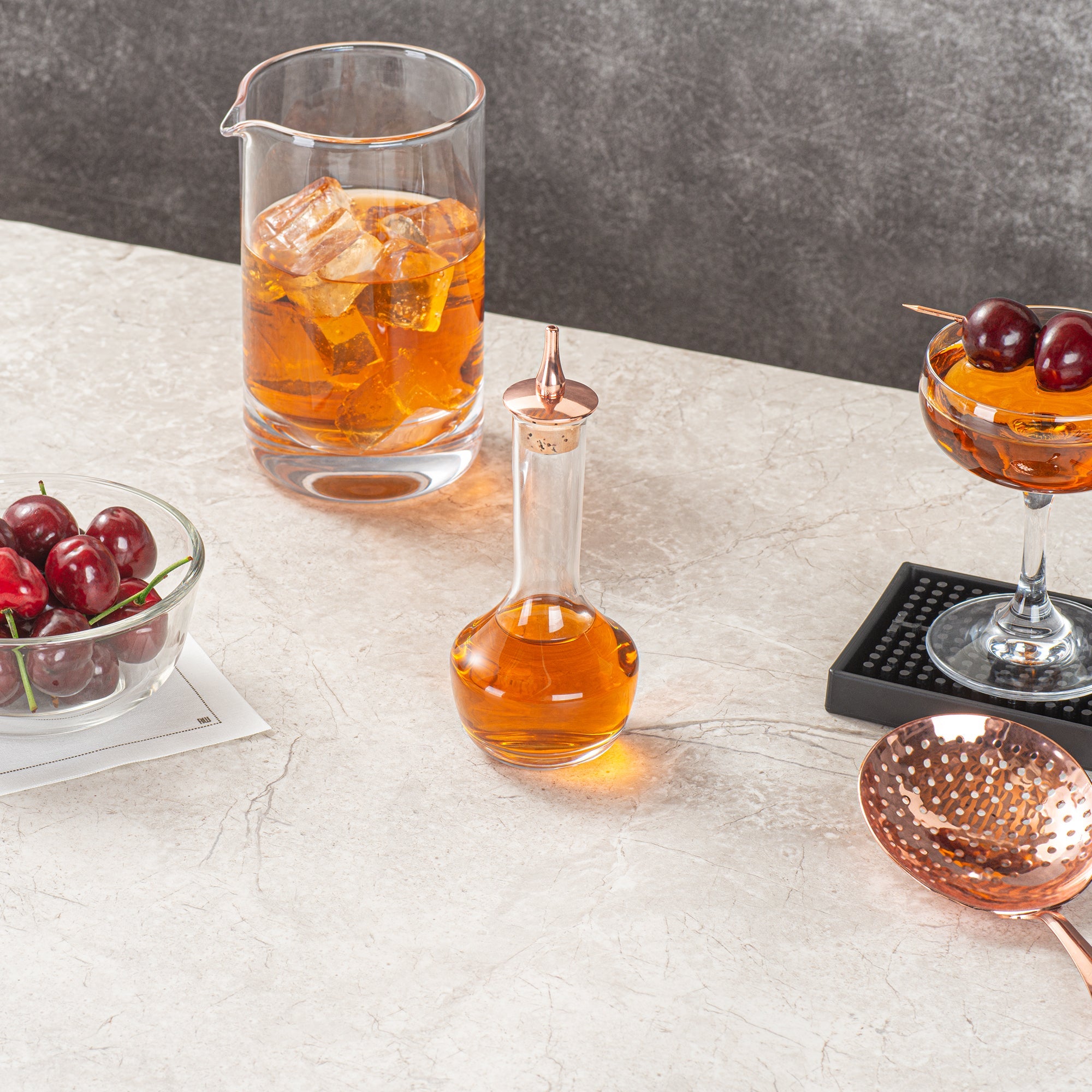 Bar Lux 4 oz Glass Modern Style Bitters Bottle - Copper-Plated Dasher - 5 3/4" x 2 3/4" x 2 3/4" - 1 count box