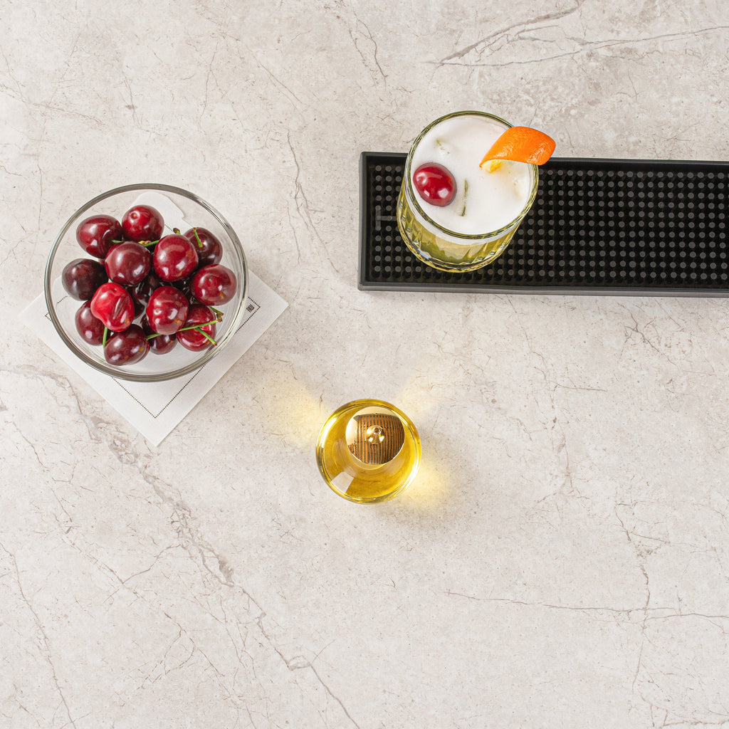 Bar Lux 4 oz Glass Modern Style Bitters Bottle - Gold-Plated Dasher - 5 3/4" x 2 3/4" x 2 3/4" - 1 count box