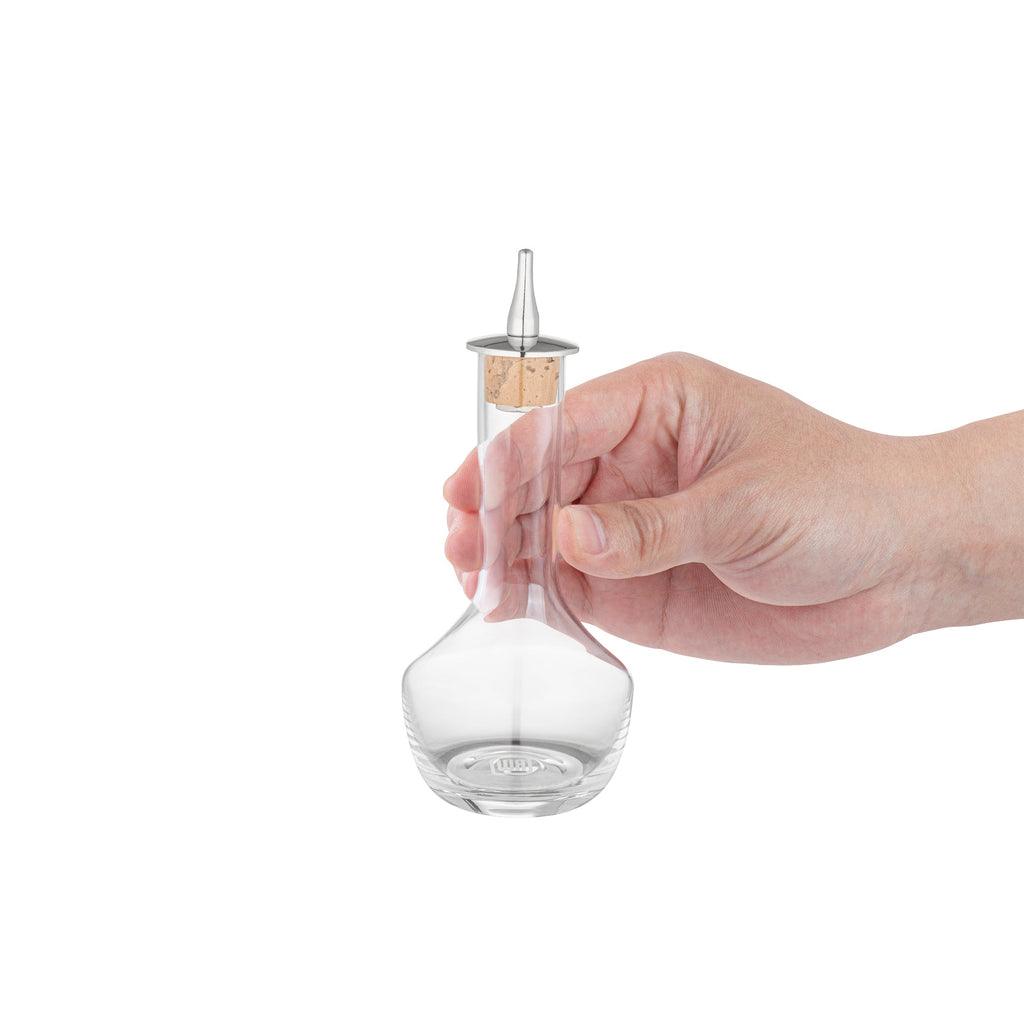 Bar Lux 4 oz Glass Modern Style Bitters Bottle - Silver Dasher - 5 3/4" x 2 3/4" x 2 3/4" - 1 count box