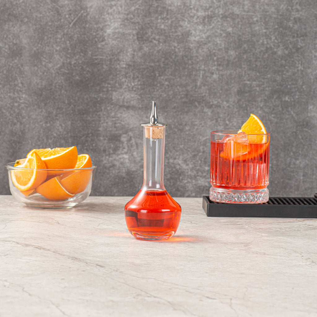 Bar Lux 4 oz Glass Modern Style Bitters Bottle - Silver Dasher - 5 3/4" x 2 3/4" x 2 3/4" - 1 count box