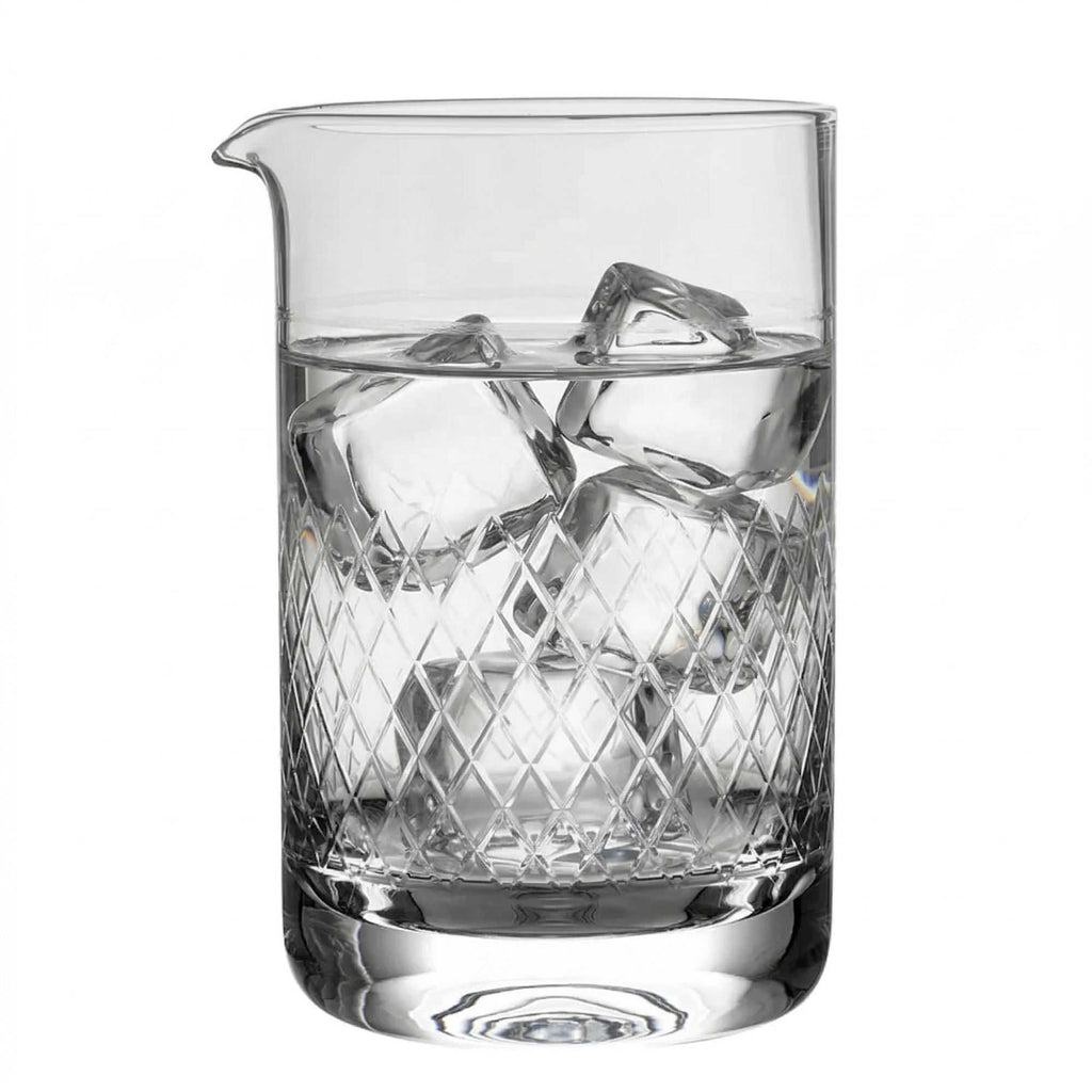 Bar Lux 30 oz Cocktail Mixing Glass - Diamond Cut Pattern, Hand-Blown, Crystal - 4 1/2" x 4" x 6 1/2" - 1 count box