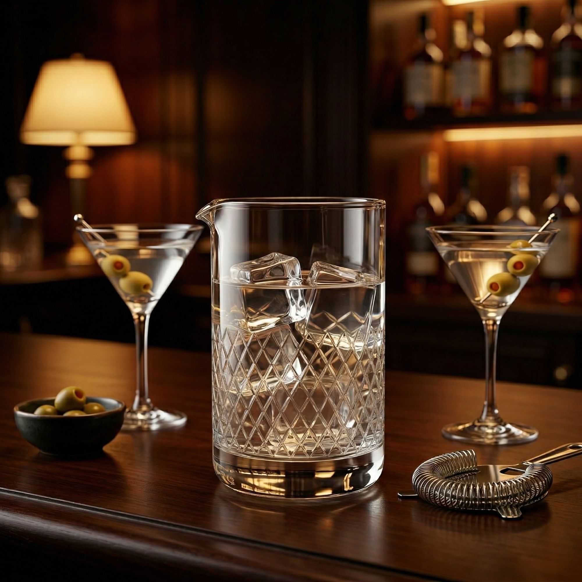 Bar Lux 30 oz Cocktail Mixing Glass - Diamond Cut Pattern, Hand-Blown, Crystal - 4 1/2" x 4" x 6 1/2" - 1 count box