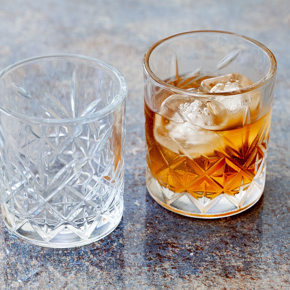 Timeless 7 oz Rocks Glass - Etched - 2 3/4" x 2 3/4" x 3 1/4" - 6 count box